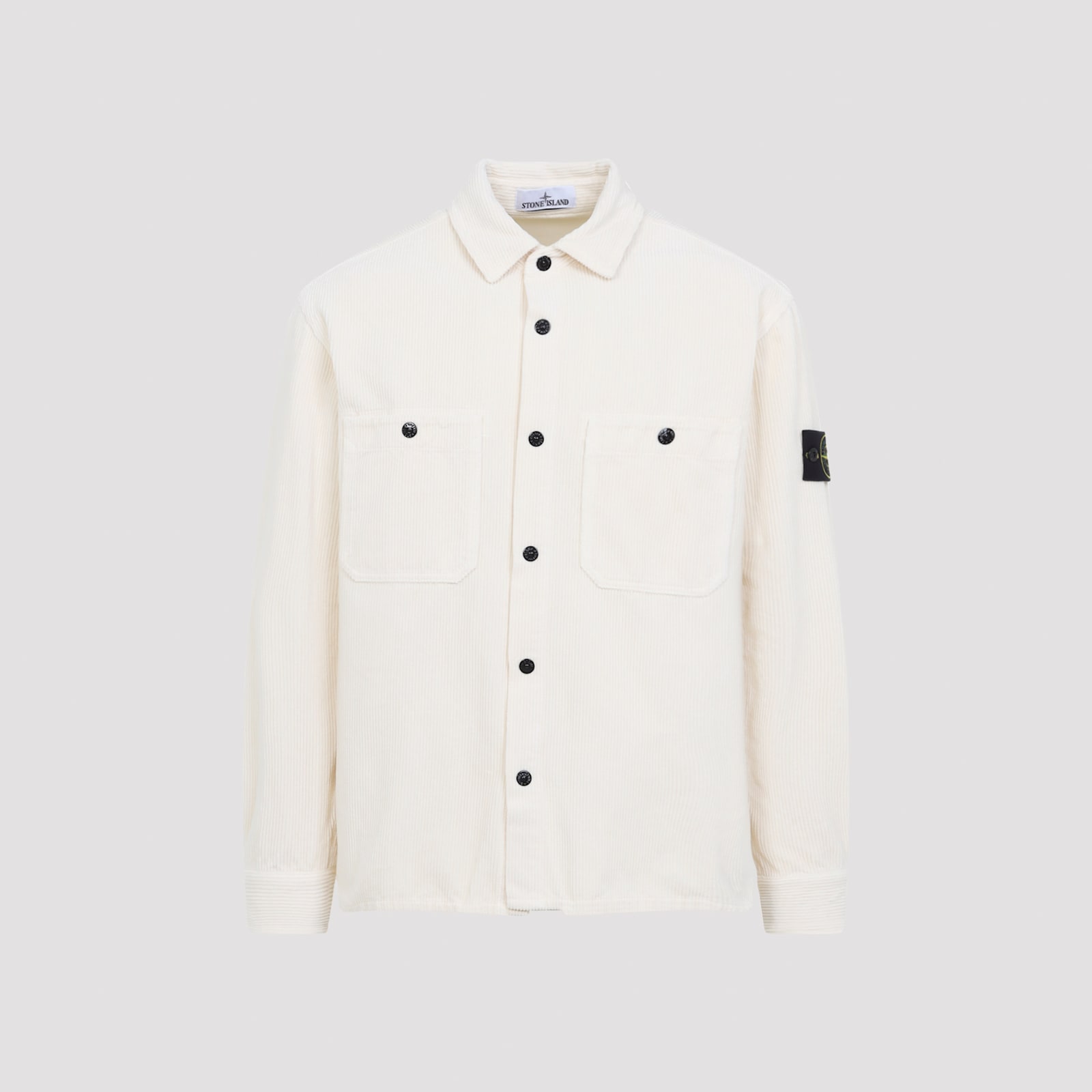 Stone Island Ivory White Cotton Overshirt In Neutral
