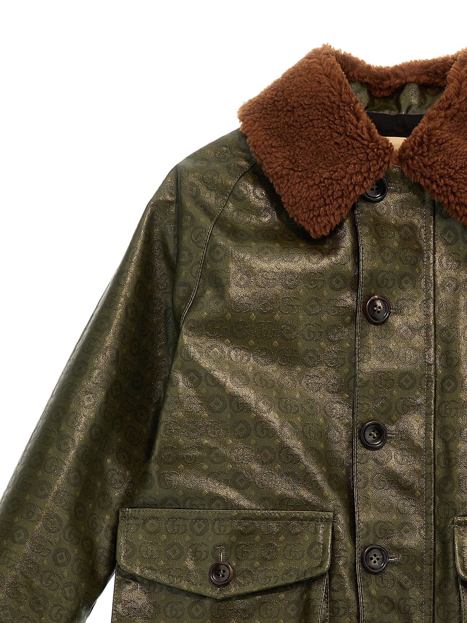 Gucci Double G Pattern Cotton Jacket In Green