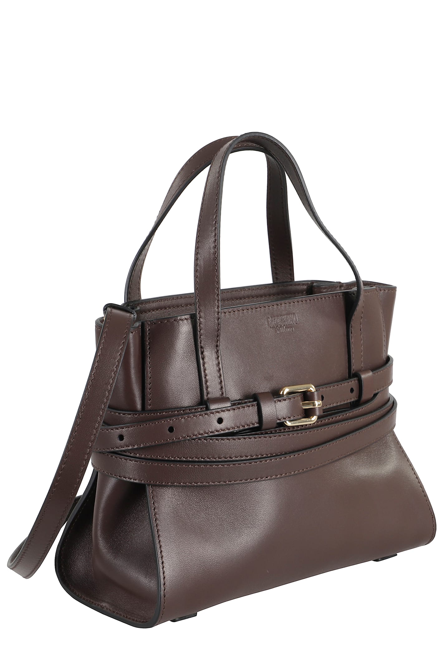 Moschino Small Tie Me Buckle-strap Tote Bag In Brown