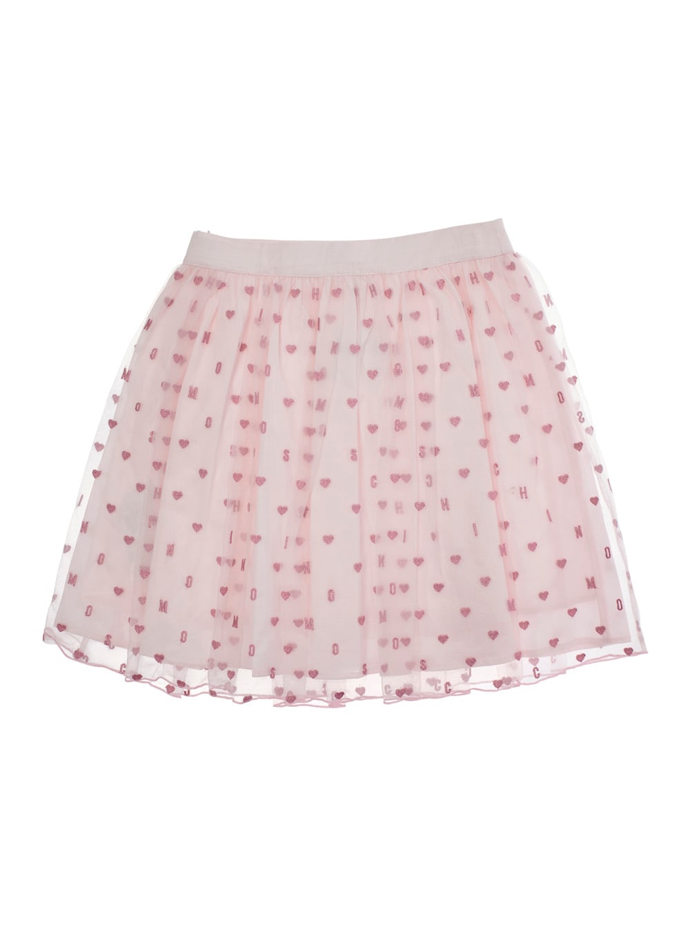 Moschino Pink Skirt With All-over Jacquard Motif In Cotton Girl In Pink