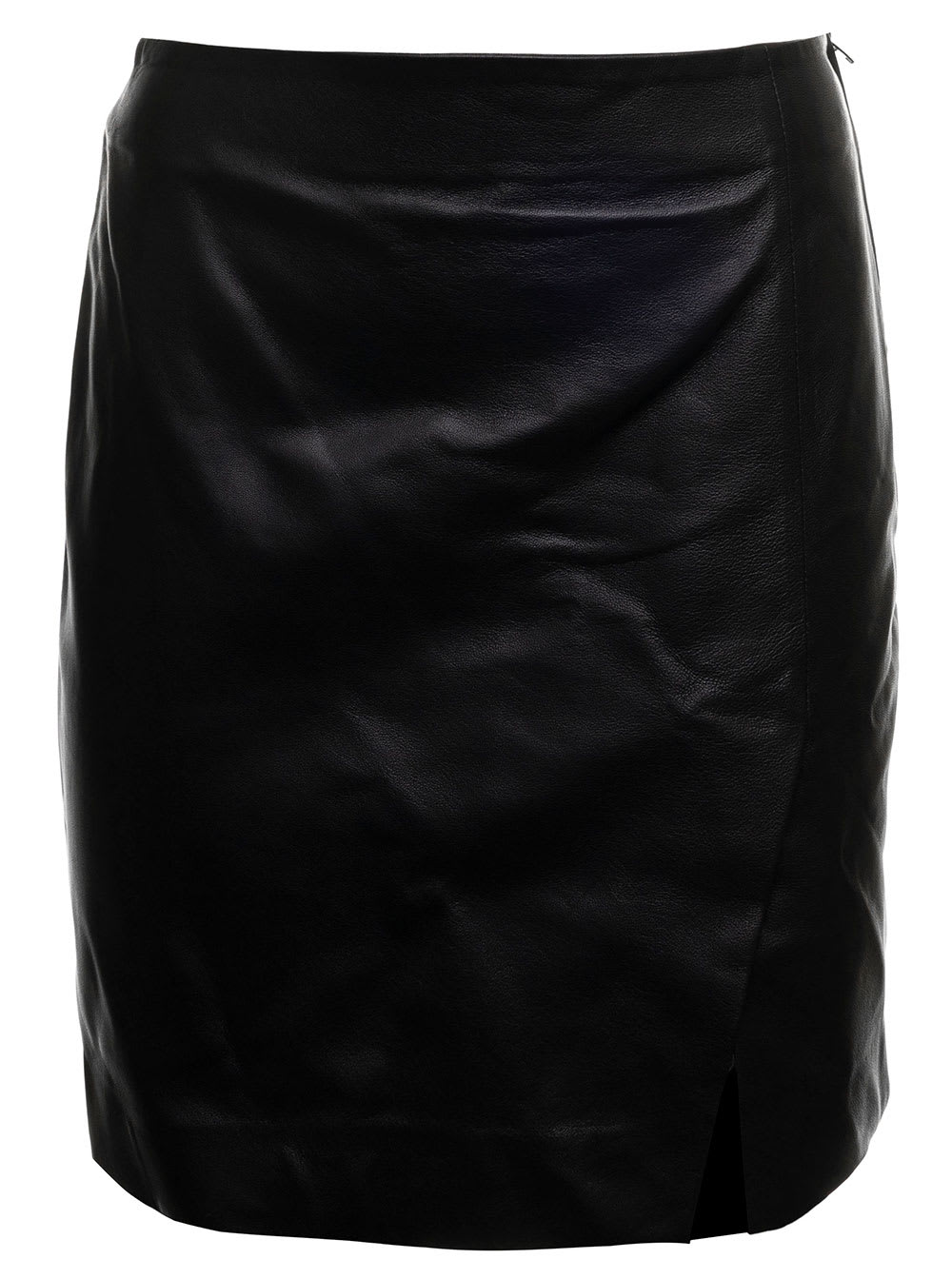Black Leather Skirt With Slit Federica Tosi Woman