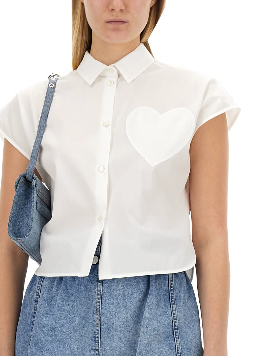 Shop M05ch1n0 Jeans Heart Patch Shirt In White