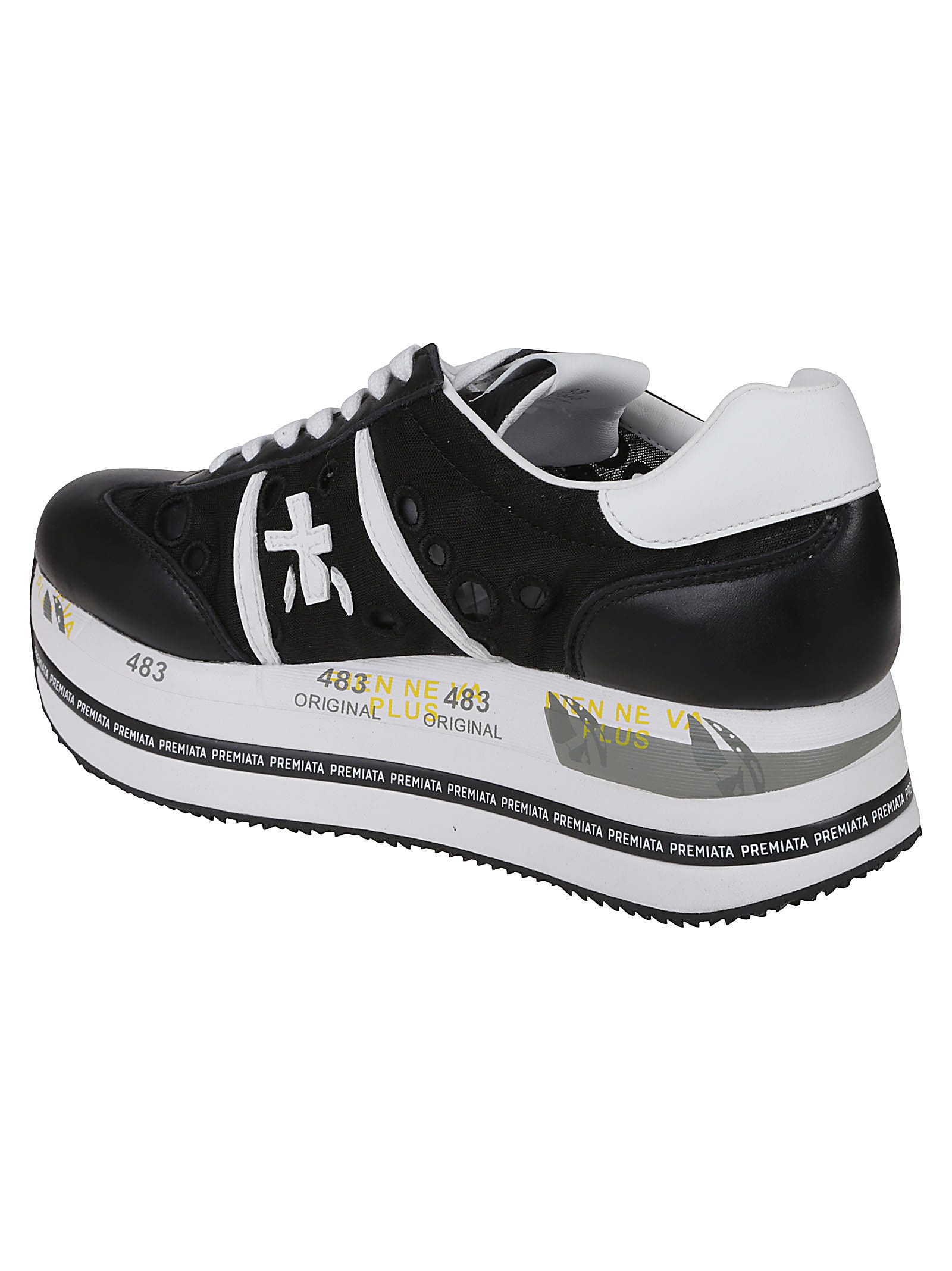 Premiata Beth Sneakers In Black Leather And Fabric In Black