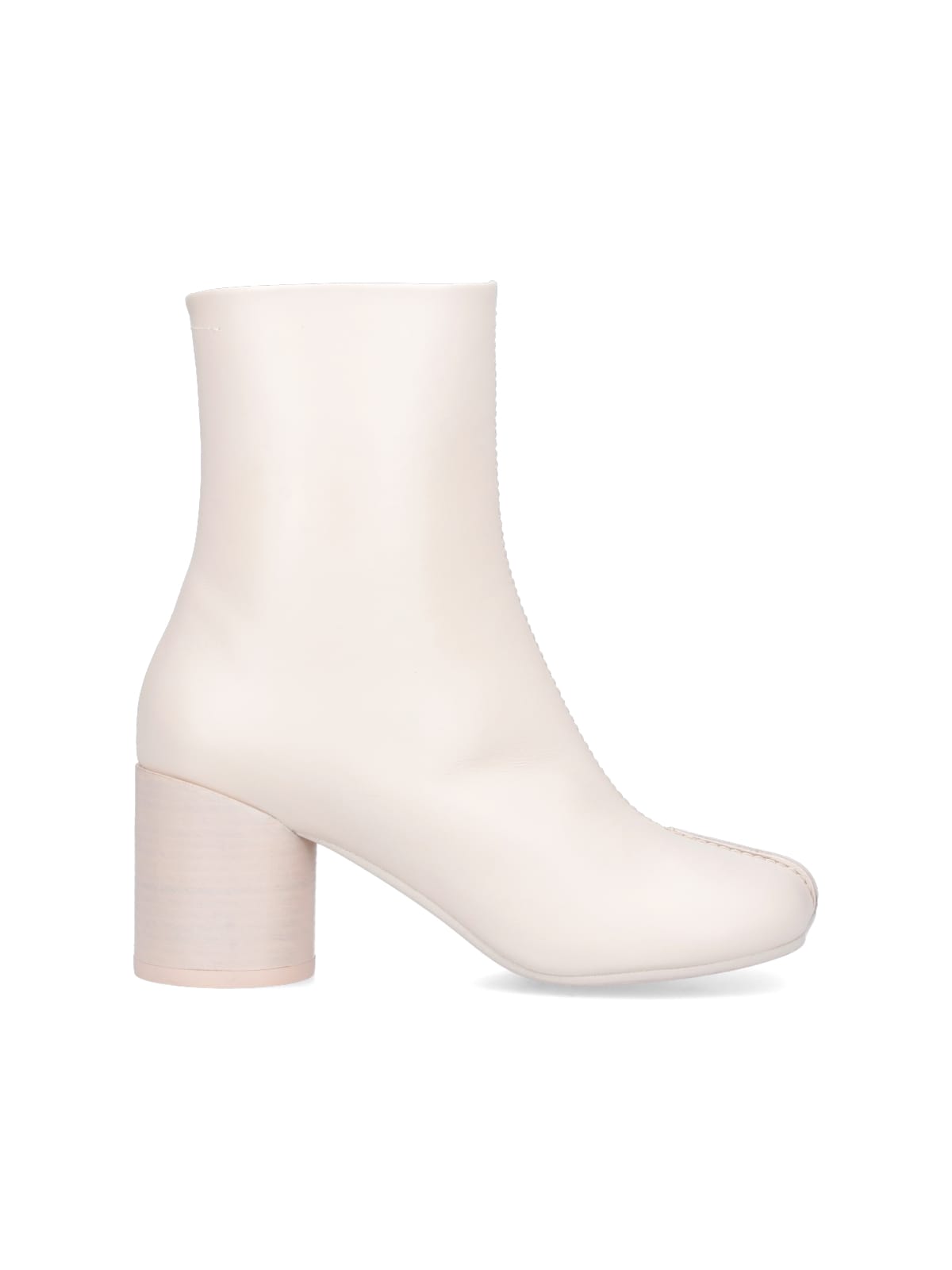 Shop Mm6 Maison Margiela Stitch-out Leather Ankle Boots In White