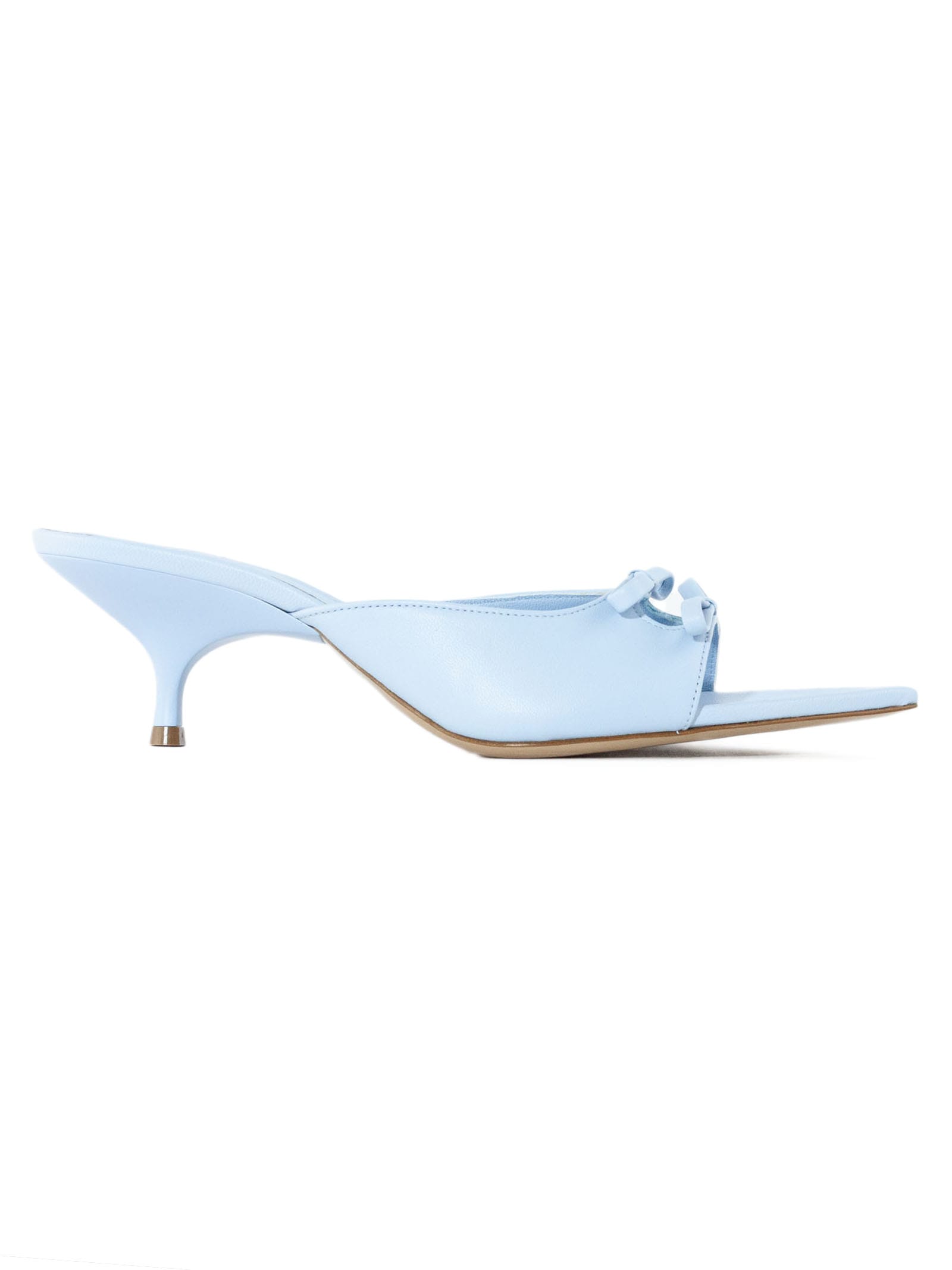 Shop Gia Borghini Light Blue Blanche Leather Sandals Mules