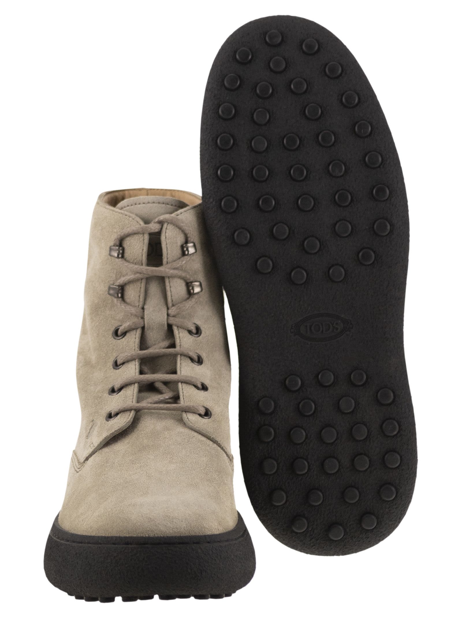 Tod's Urban Elegance Suede Ankle Boots With Chunky Sole, 4.5 Cm In Beige