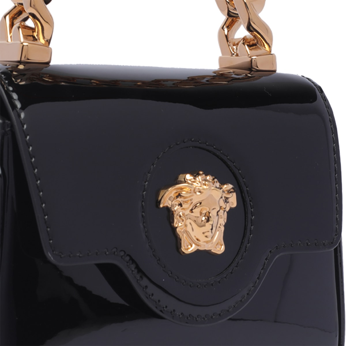 Shop Versace Mini La Medusa Handbag In Black