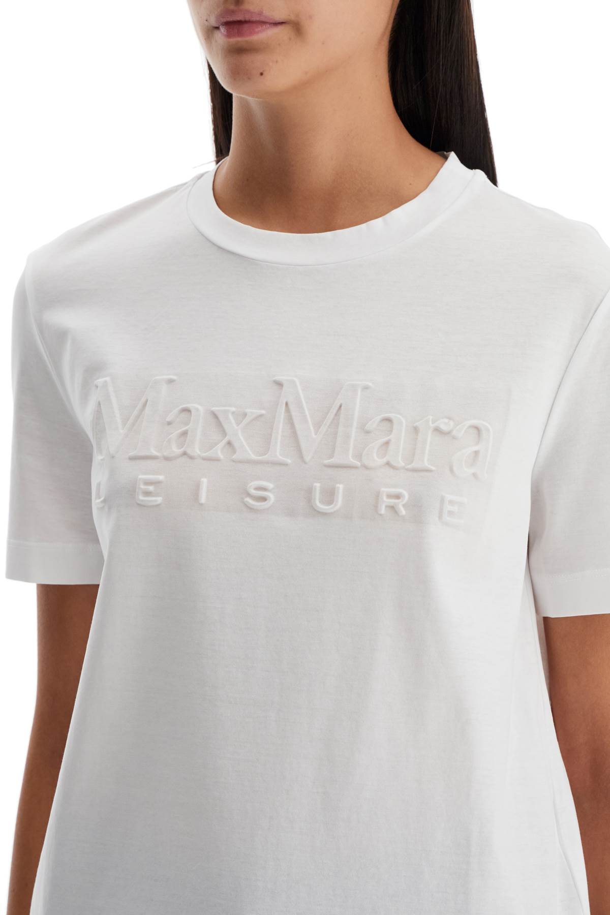 Shop Max Mara T-shirt With Printed Logo In Bianco Ottico (white)