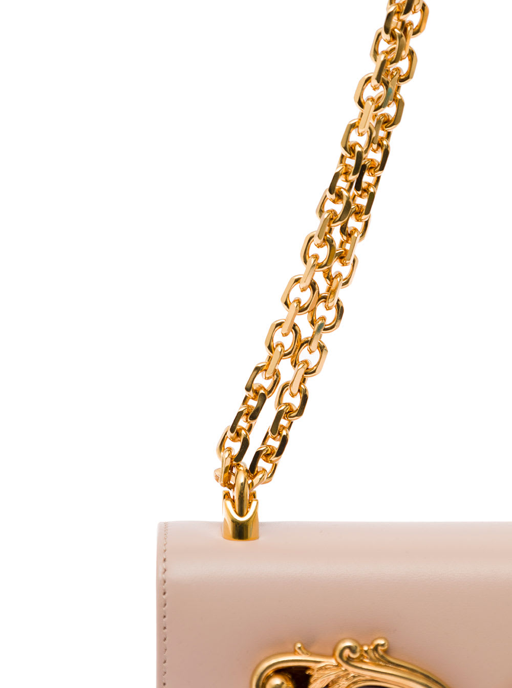 Shop Dolce & Gabbana Pink Barocco Ccrossbody Bag With Chain Shoulder Strap And Monogram Plate On The Front Dolce & Gabban