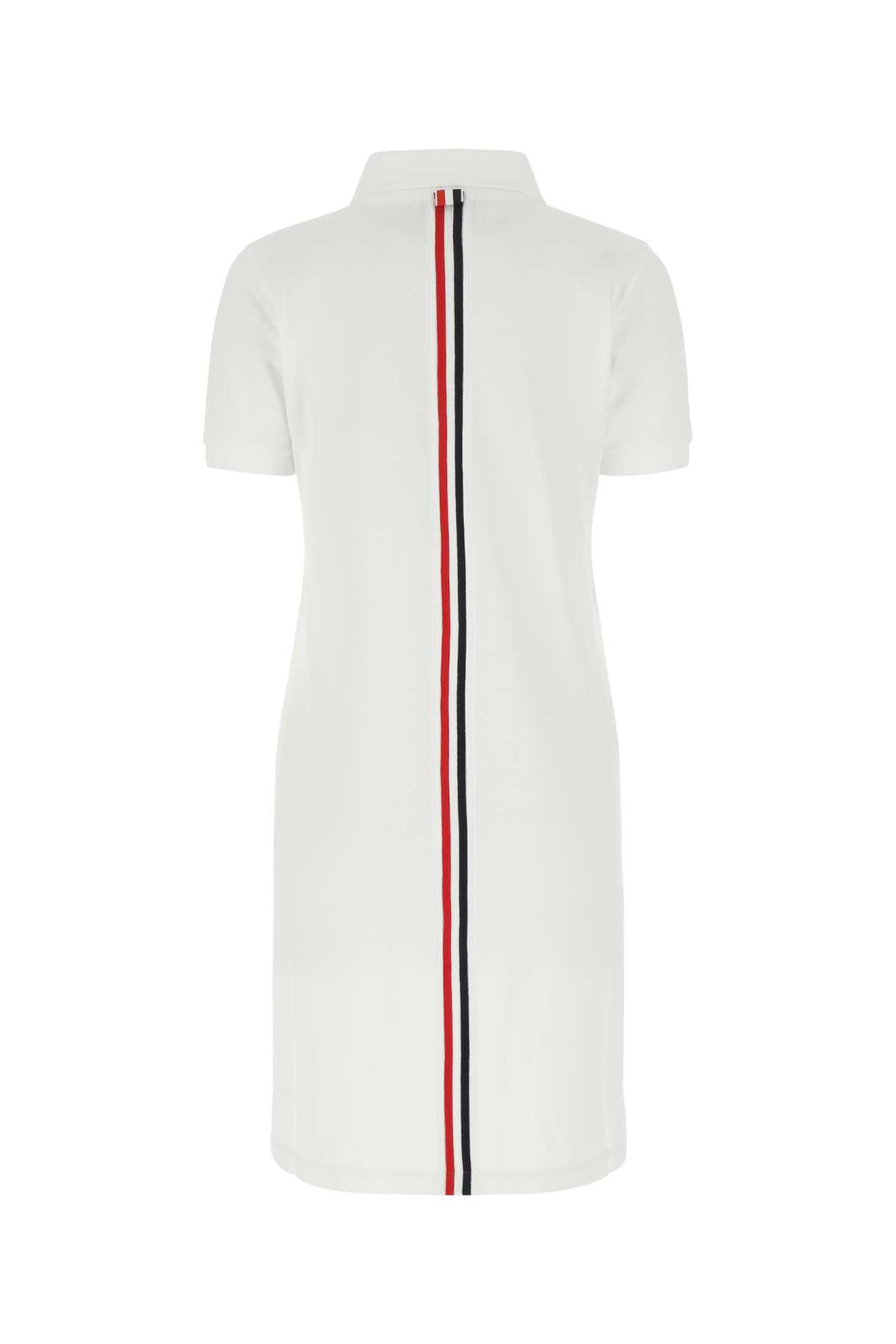 Thom Browne White Piquet Polo Shirt Dress In 100