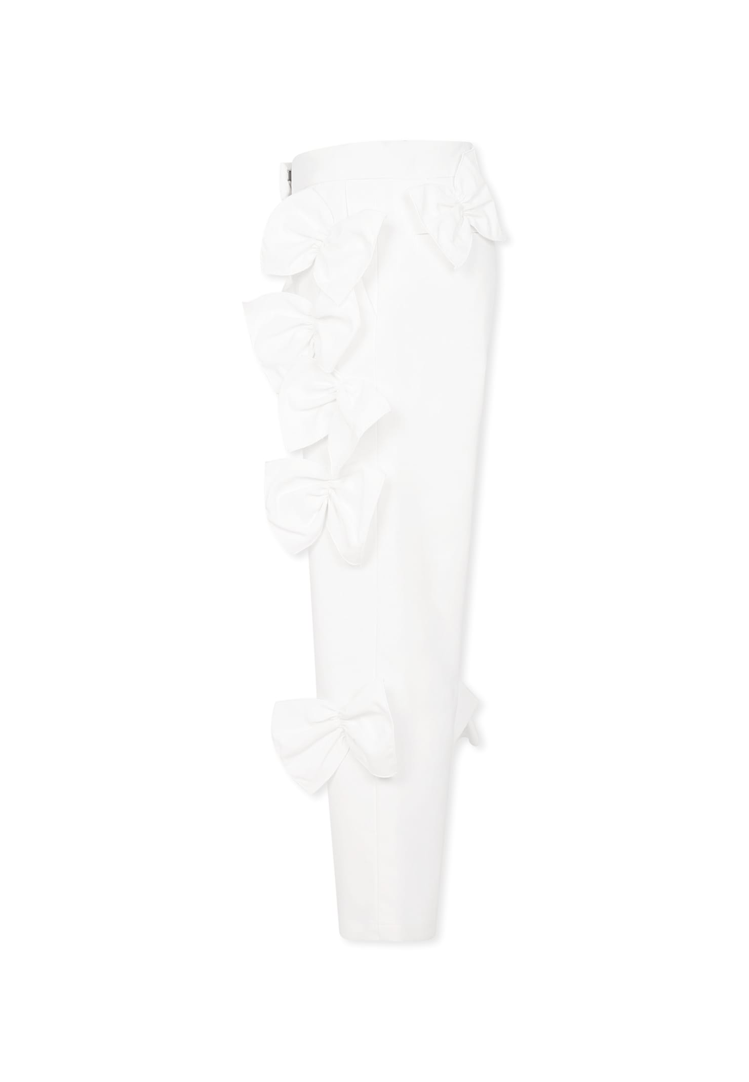 Simonetta White Trousers For Girl With Bows In White