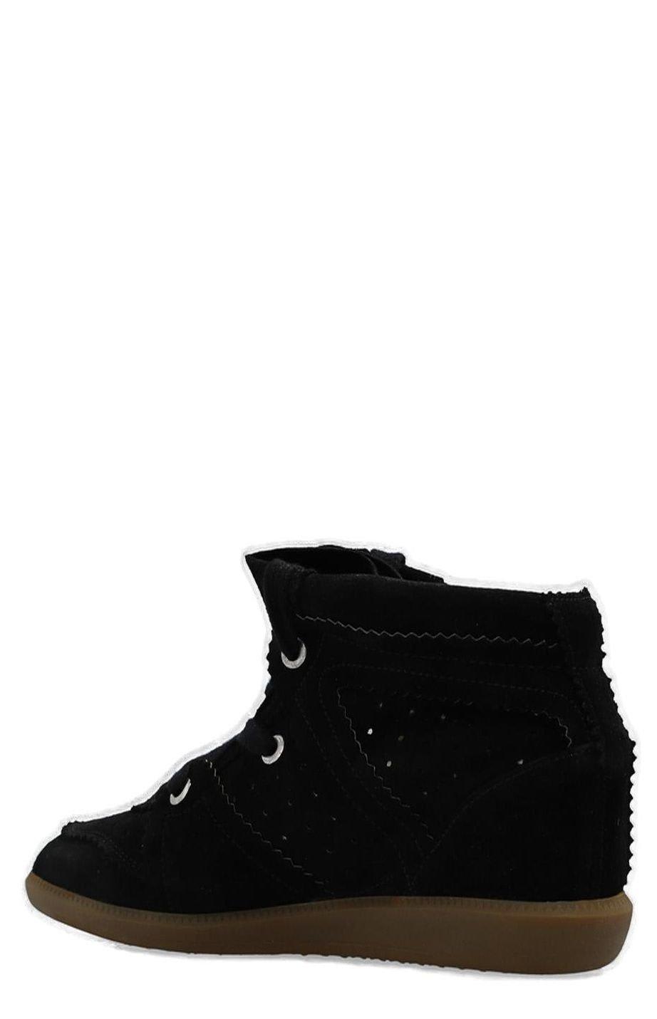 Shop Isabel Marant Bobby Lace-up Wedge Sneakers In Black