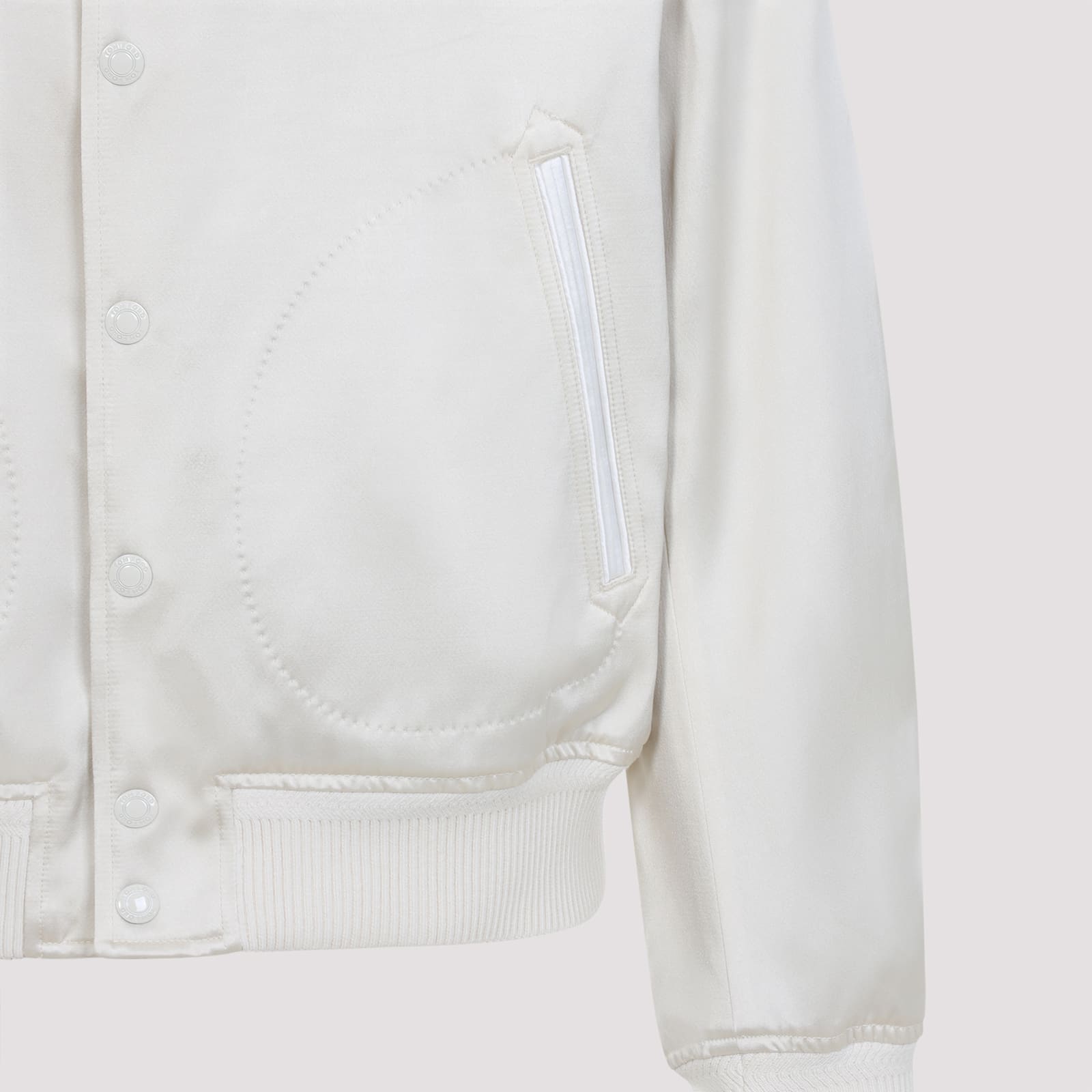 Shop Tom Ford Viscose Bomber Jacket In Xchwh Champagne White
