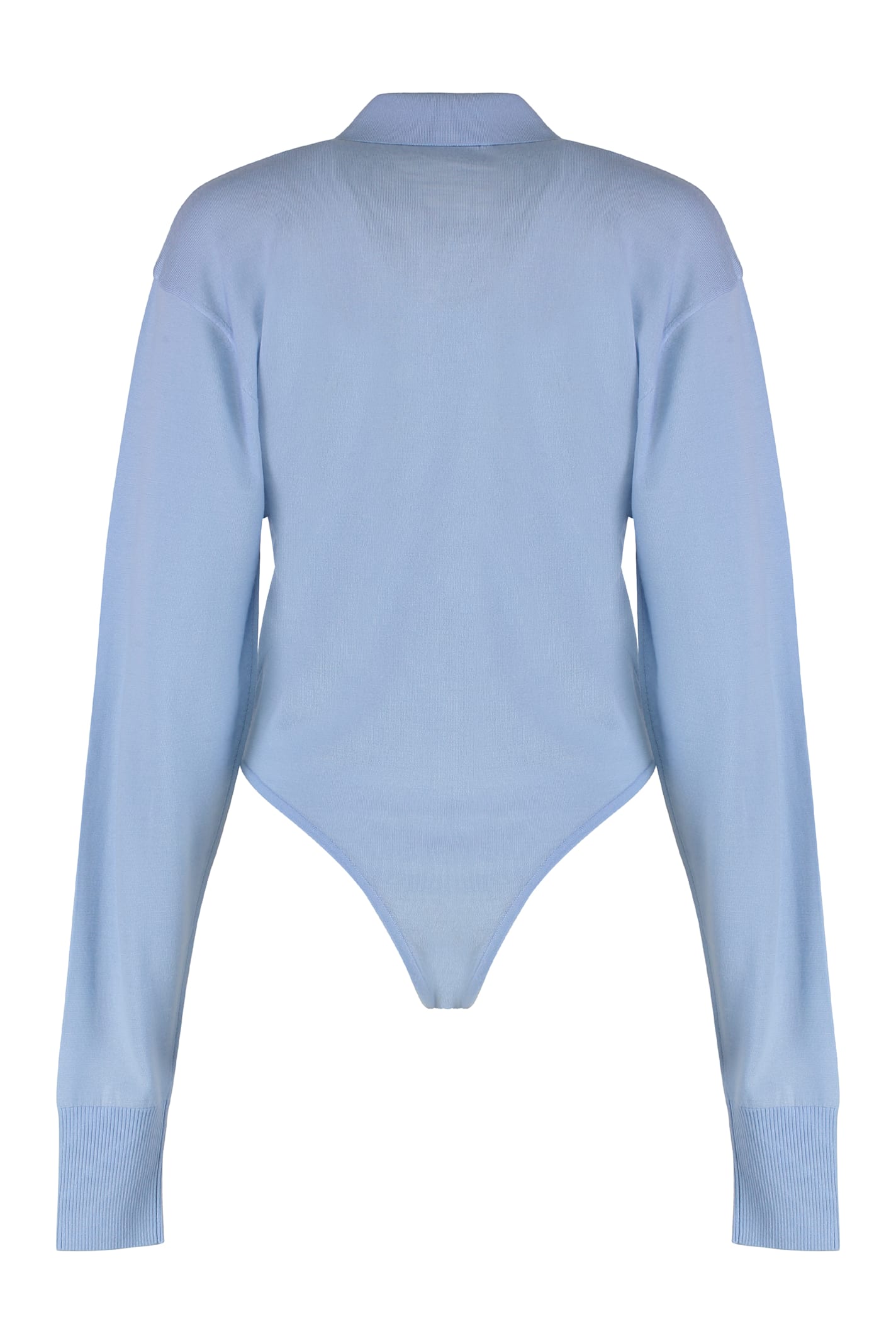 Jacquemus Long Sleeve Slim Fit Bodysuit In Blue
