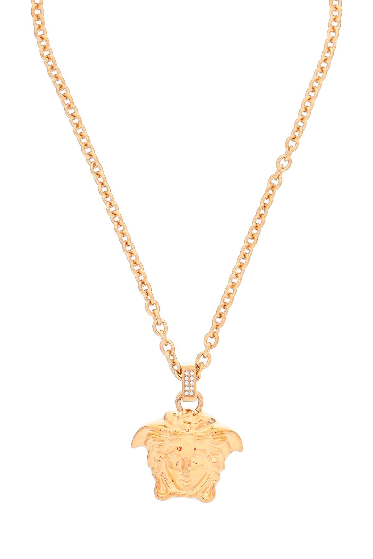 Versace La Medusa Pendant Necklace In Crystal- Gold