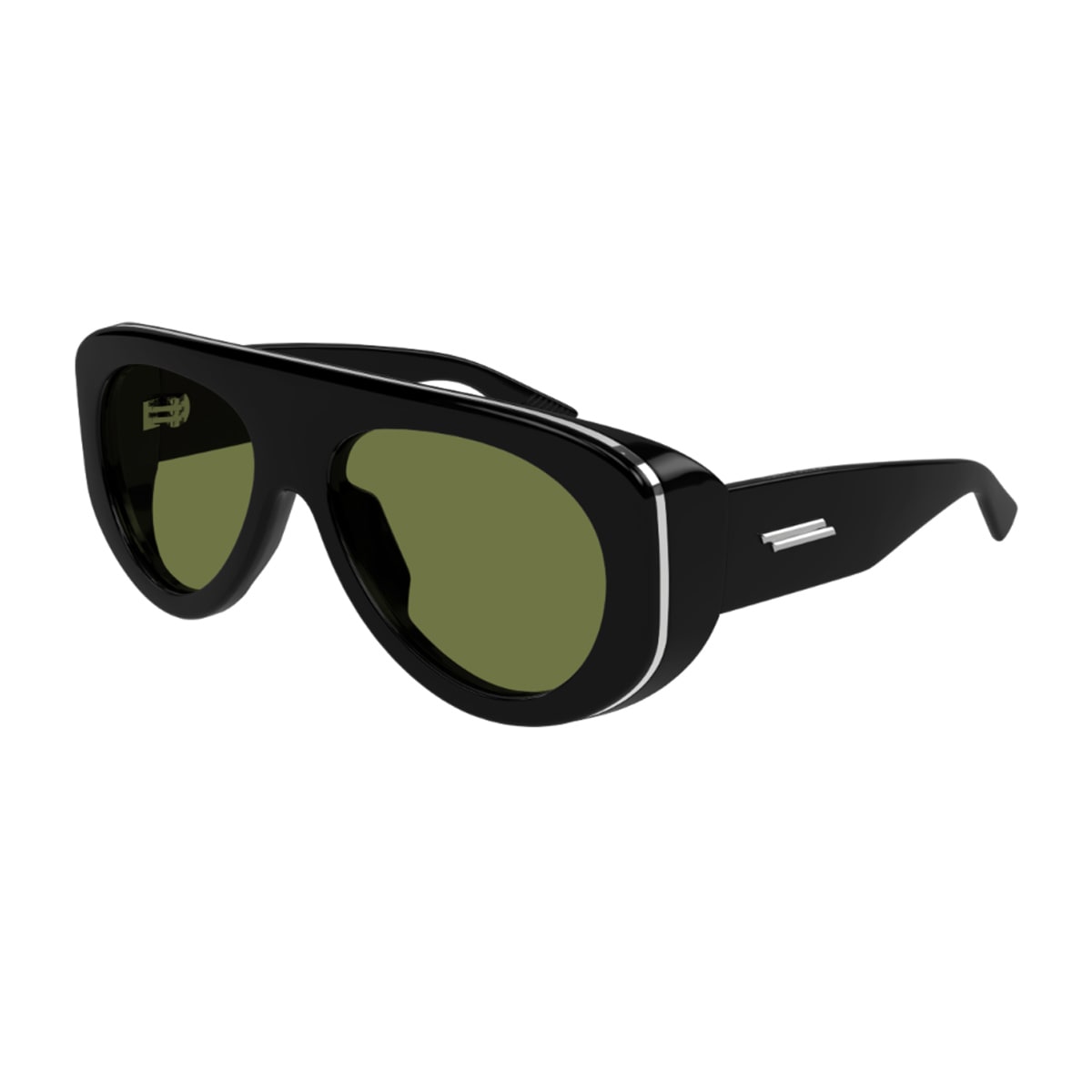 Bottega Veneta Bv1362s Linea Ribbon Bv1362s 006 Black Green Sunglasses In Black