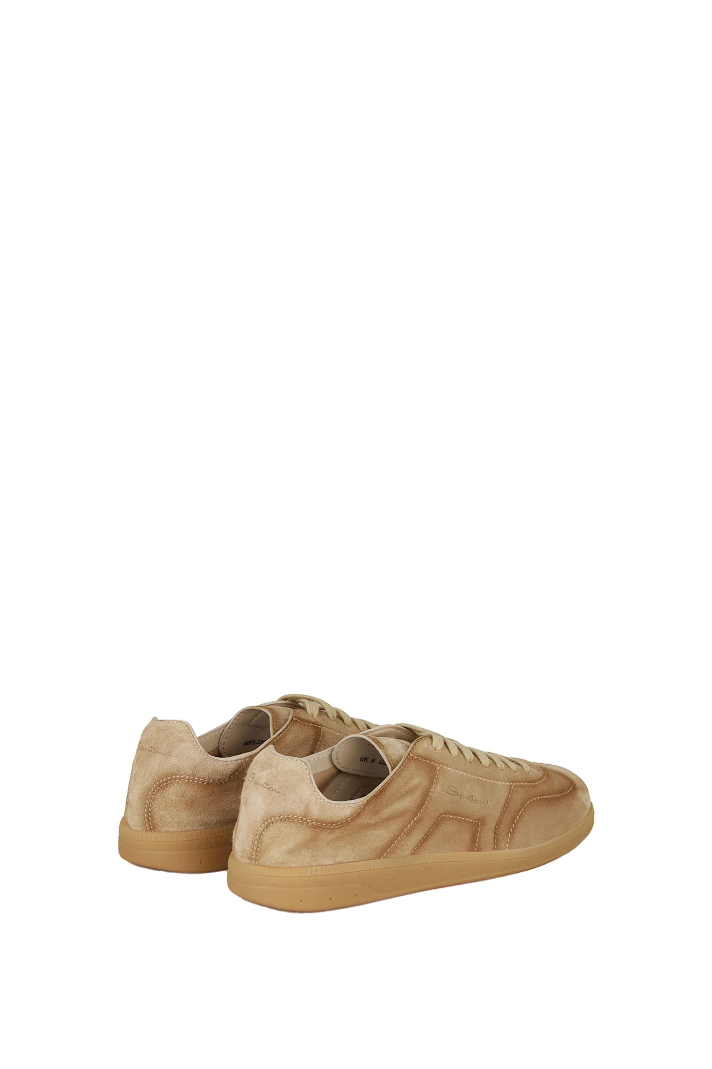 Santoni Soft Leather Sneakers For Casual Style In Natural