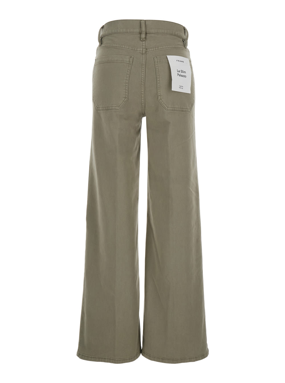 Frame Le Slim Palazzo Green Jeans With Belt Loops And Wide Leg In Denim Woman