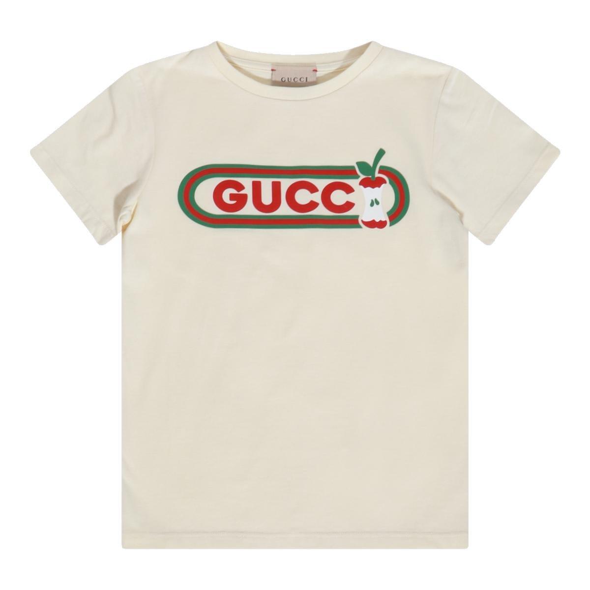 Gucci Apple Logo Printed Crewneck T-shirt