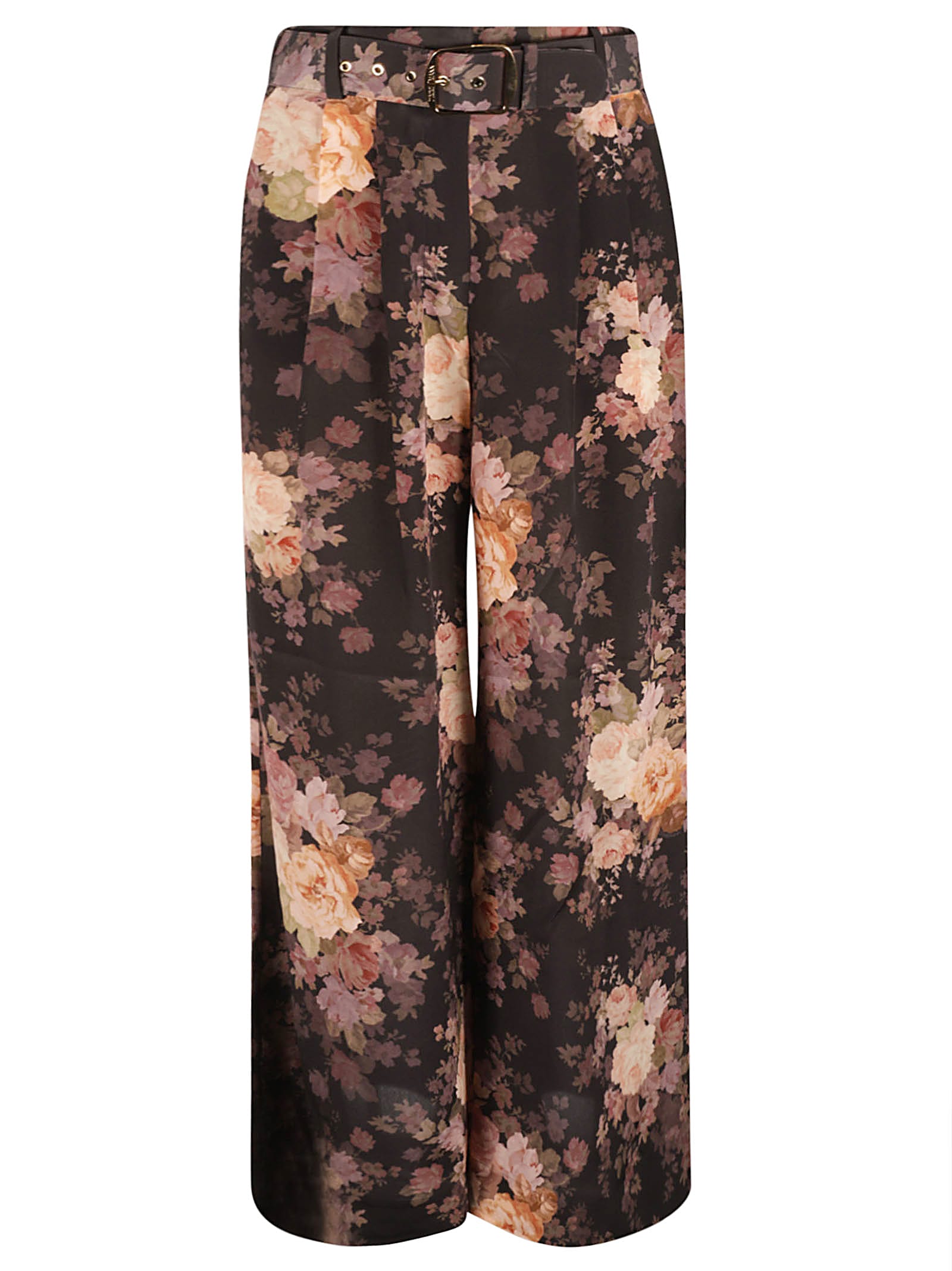 ZIMMERMANN FLORAL PRINT BELTED TROUSERS 