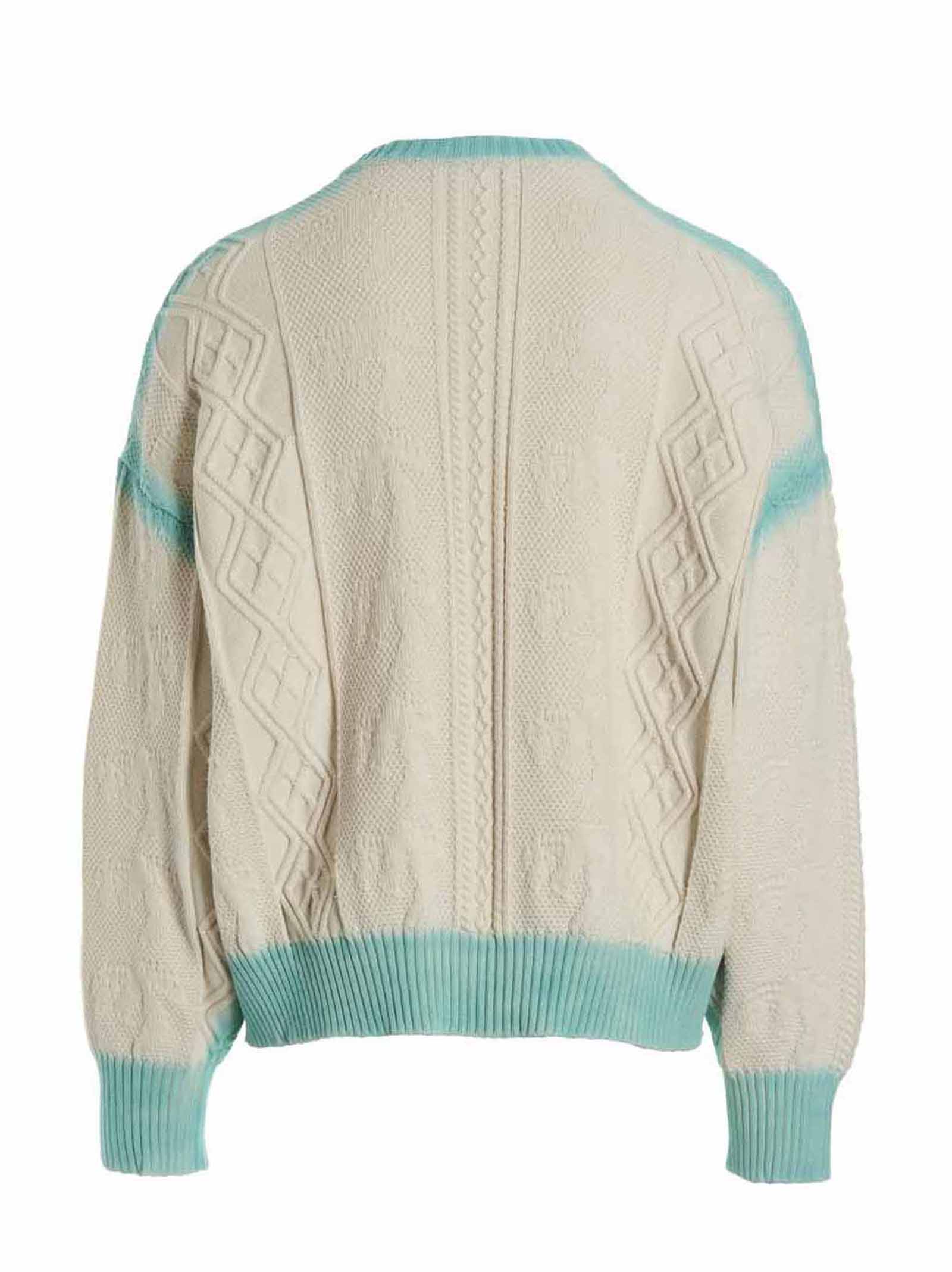 Shop Palm Angels Sprayed Palm Fishermans Sweater In White