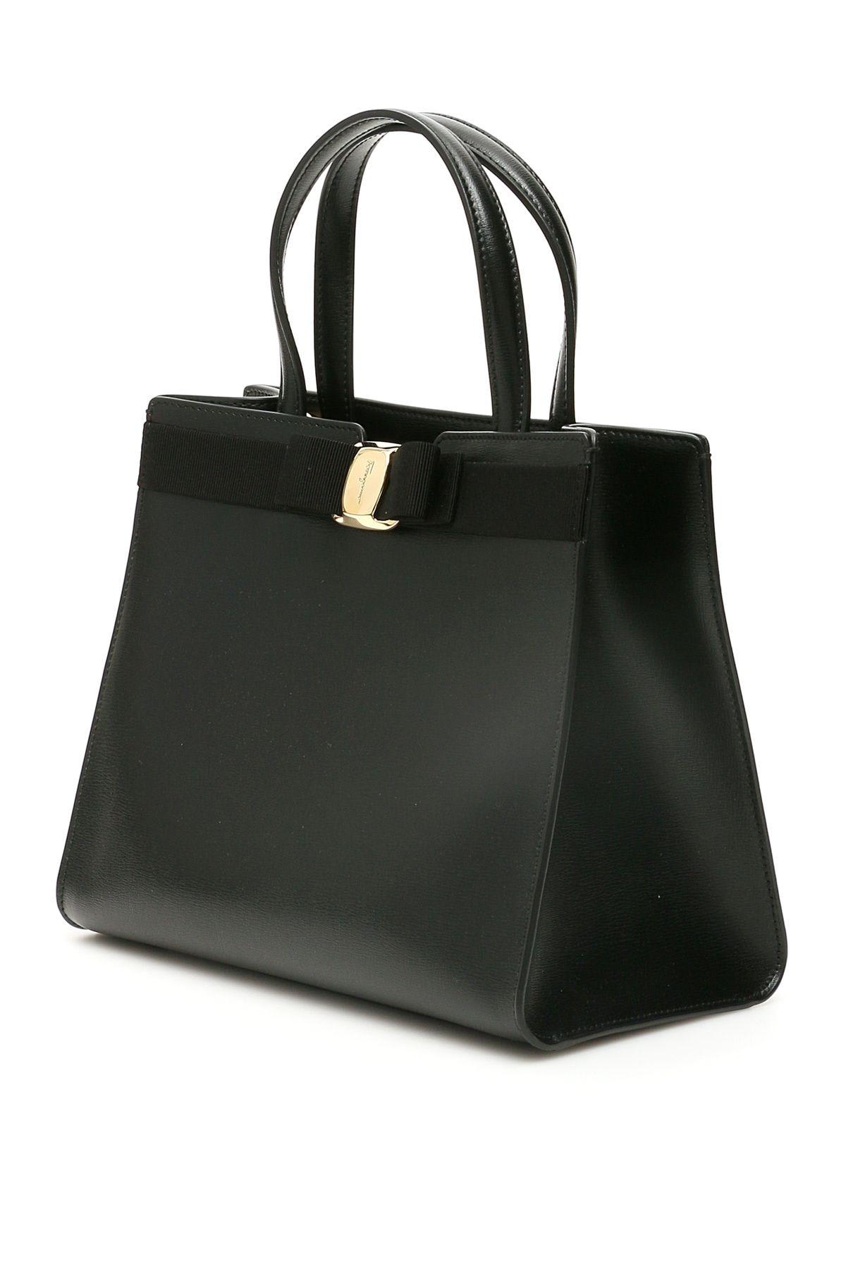 Shop Ferragamo Vara New Bag In Black