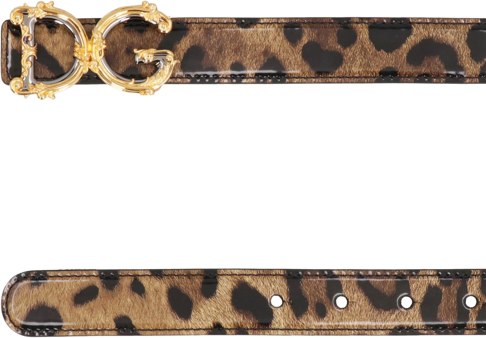 Shop Dolce & Gabbana Dg Buckle Leather Belt In Animalier