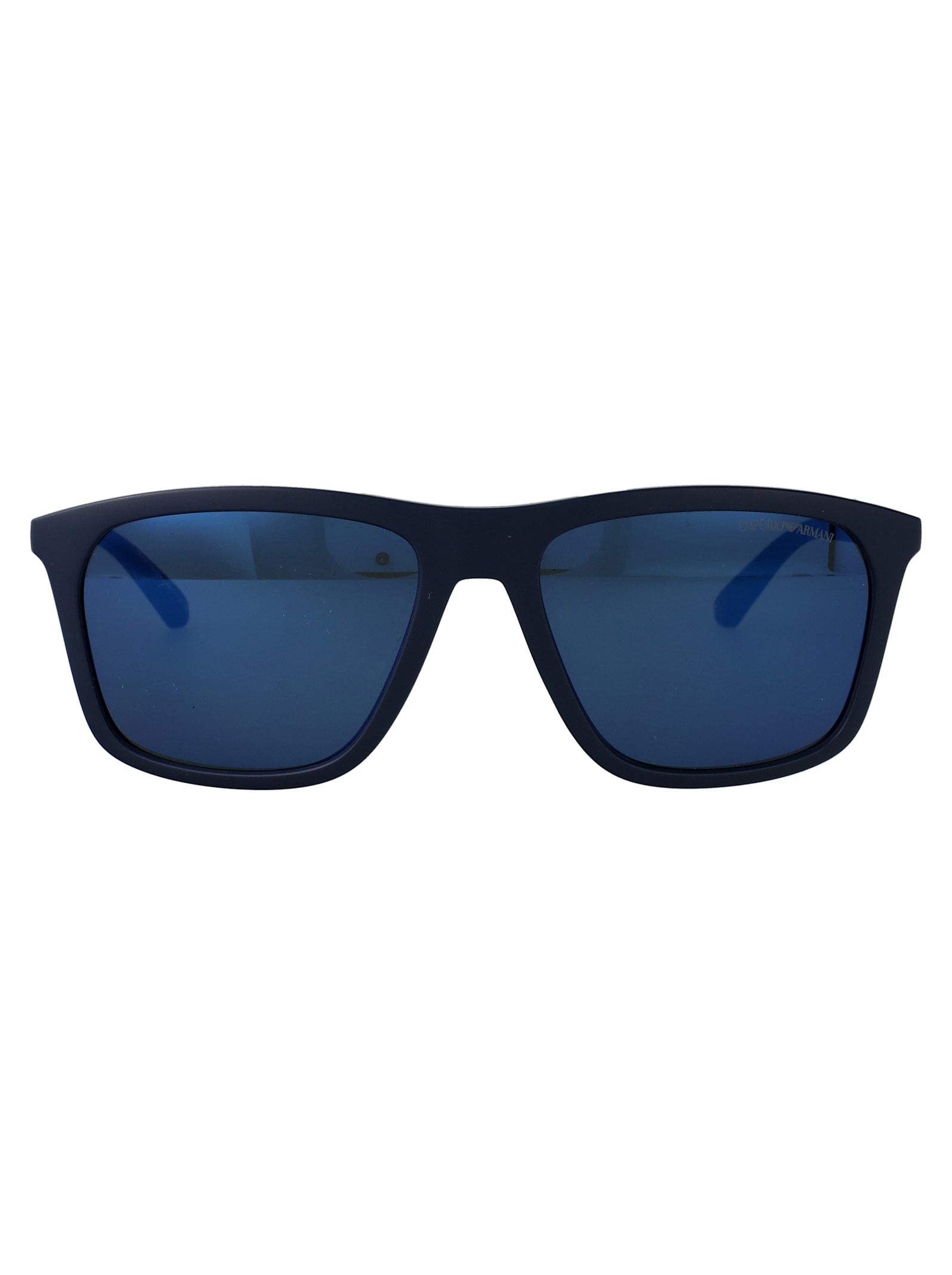 Emporio Armani Blu Scuro Opaco Injected Sunglasses In Blue