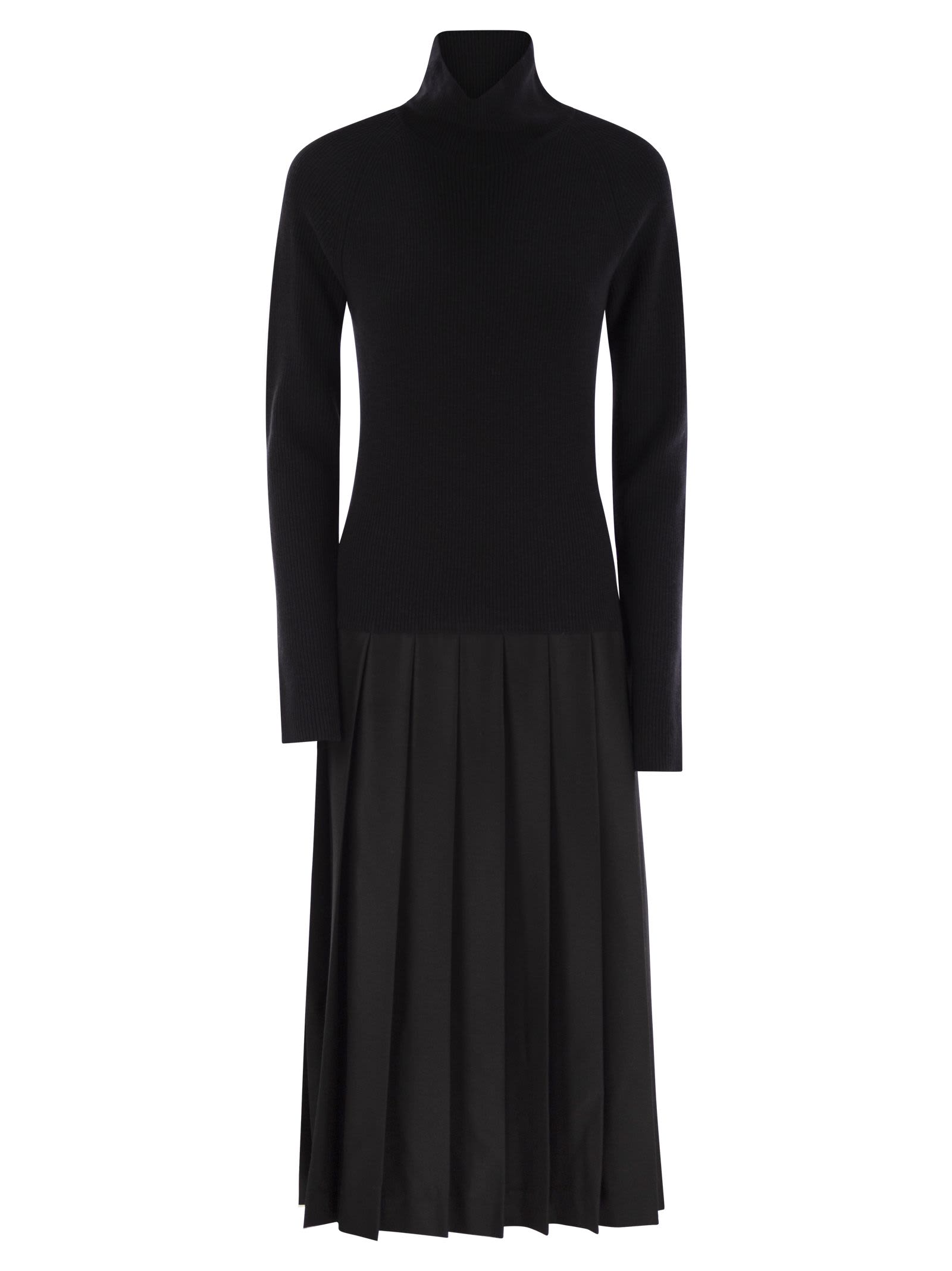 Shop Fabiana Filippi Platinum Dress With Flannel Skirt In Black