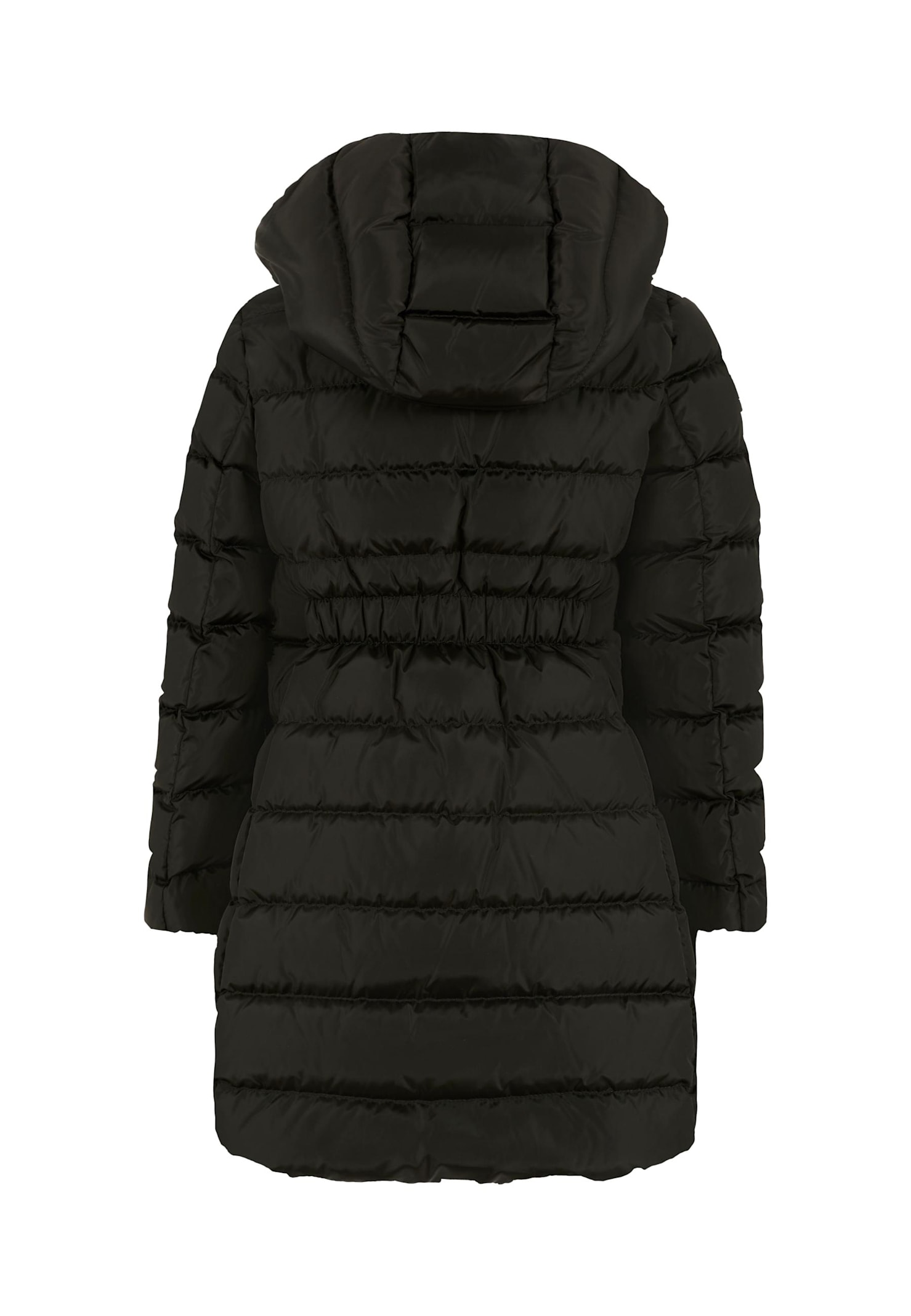 Moncler Black Charpal Down Jacket For Girl With Logo In Black