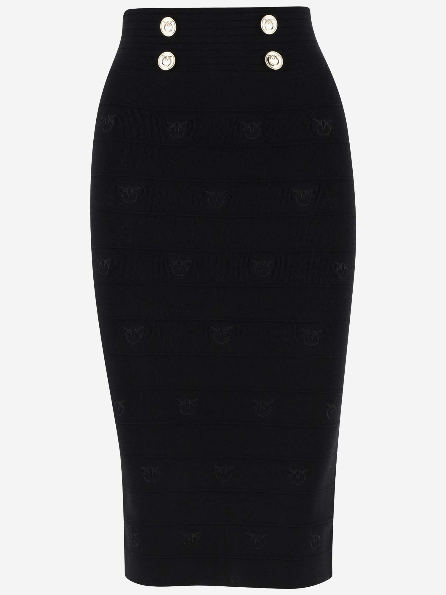 Shop Pinko Stretch Viscose Jersey Midi Skirt In Nero