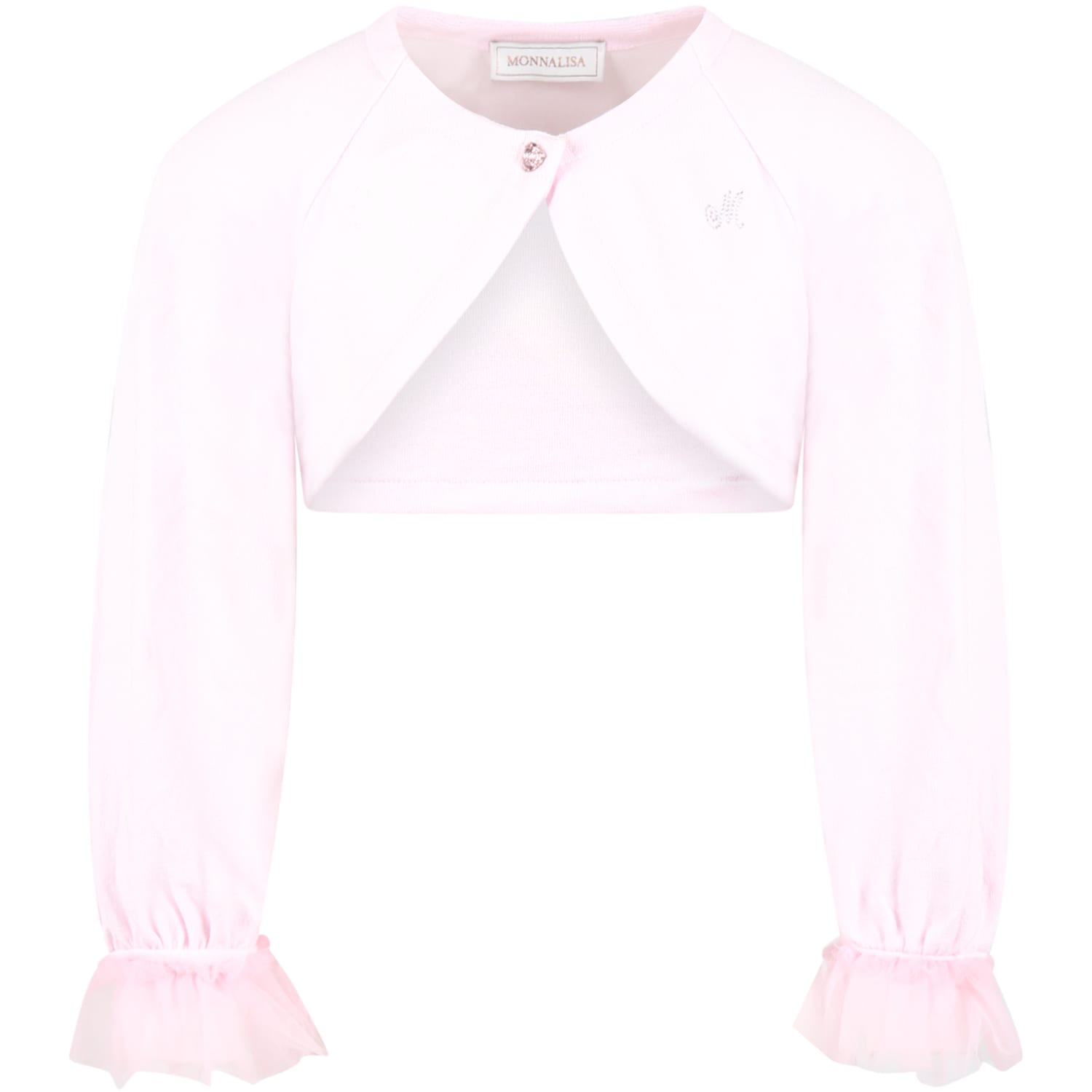 Shop Monnalisa Pink Cardigan For Girl With Logo