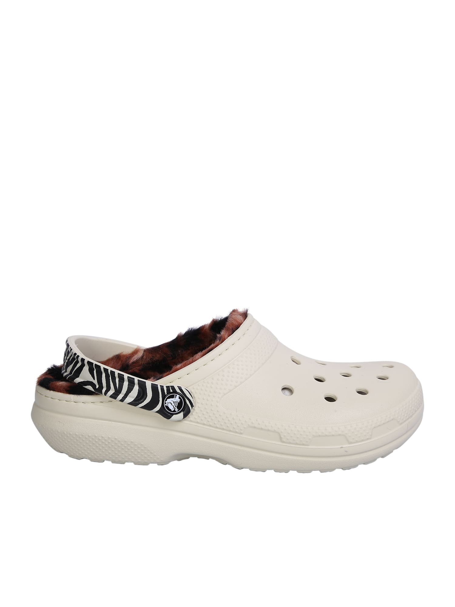 Lined Animal Clog Sandals In White