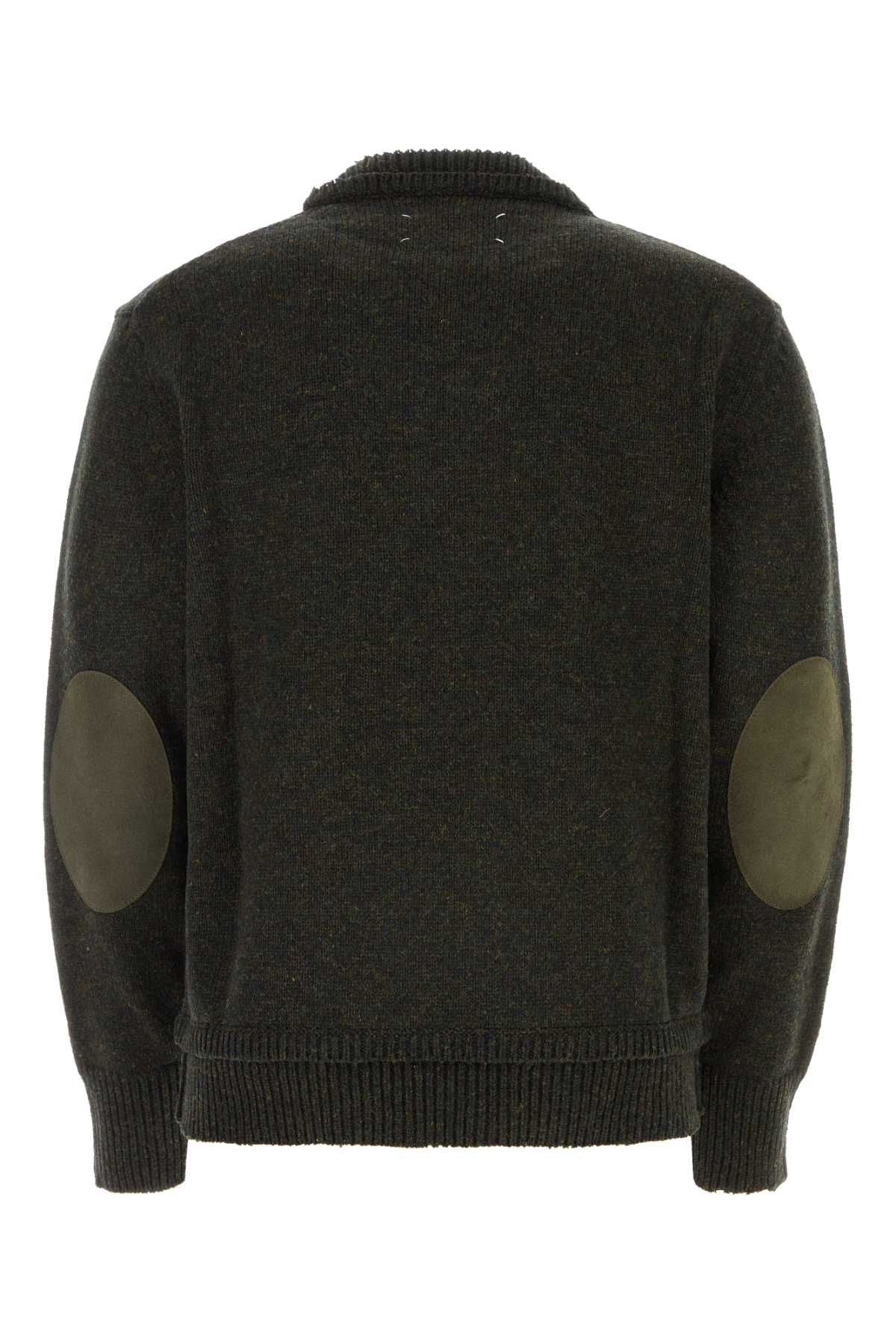 Maison Margiela Charcoal Wool Blend Sweater In Darkgreen