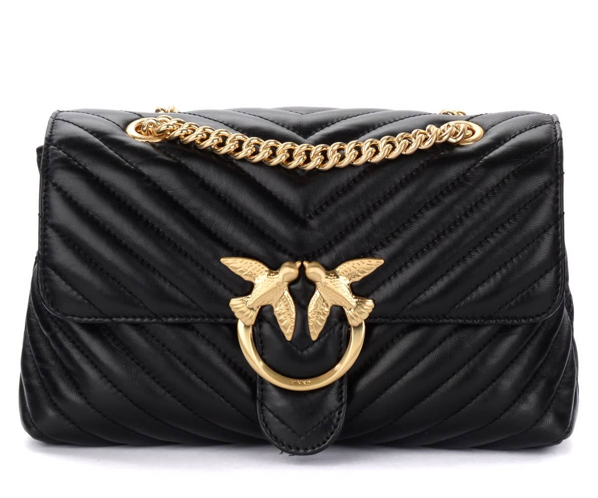 Pinko Lady Love Bag Puff In Black Quilted Leather