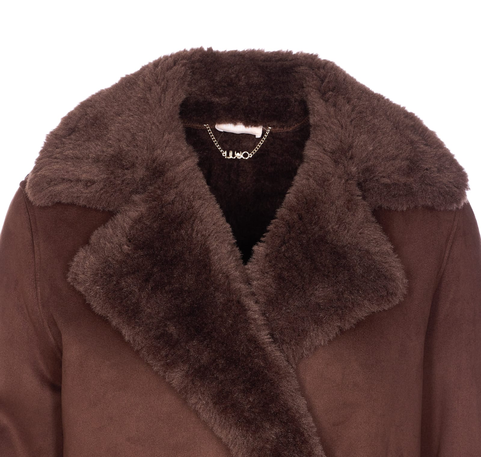 Liu •jo Brown Double Breasted Button Jacket In Brown