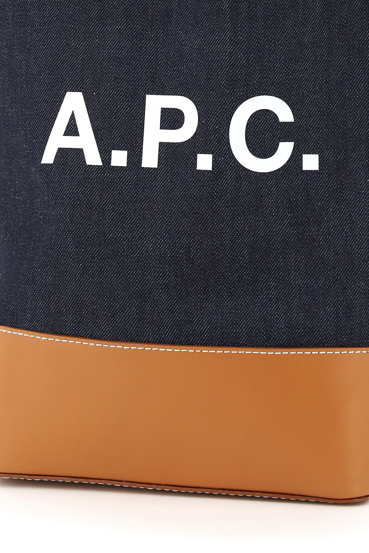 Shop Apc Axel Small Denim Tote Bag In Caramel (blue)