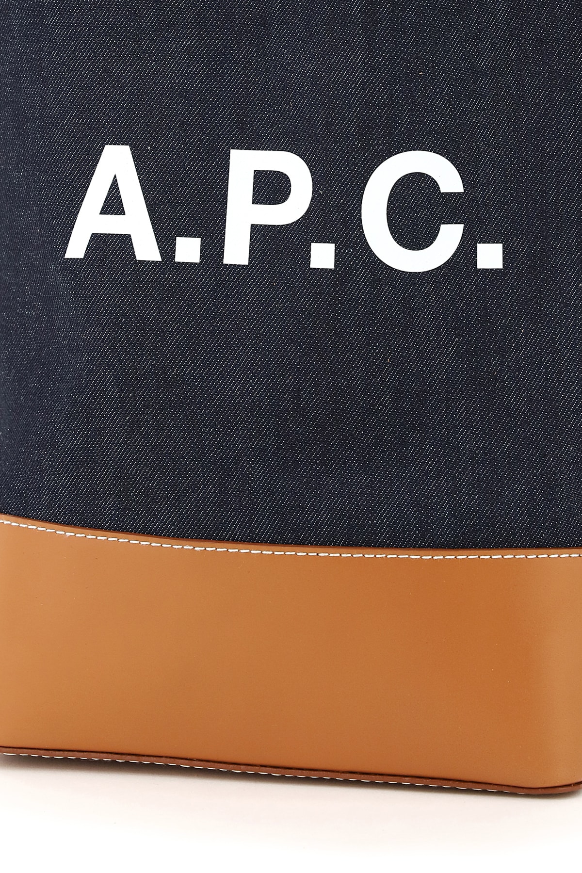 Shop Apc Axel Small Denim Tote Bag In Brown