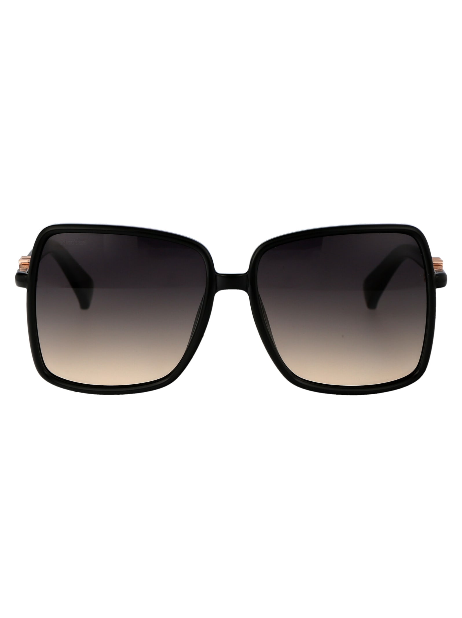 Shop Max Mara Emme14 Sunglasses In 01b Nero Lucido/fumo Grad