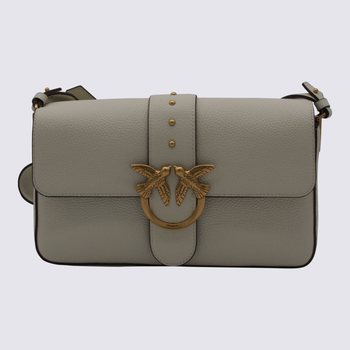 Pinko White Leather Medium Love Bag Slouchy In Green