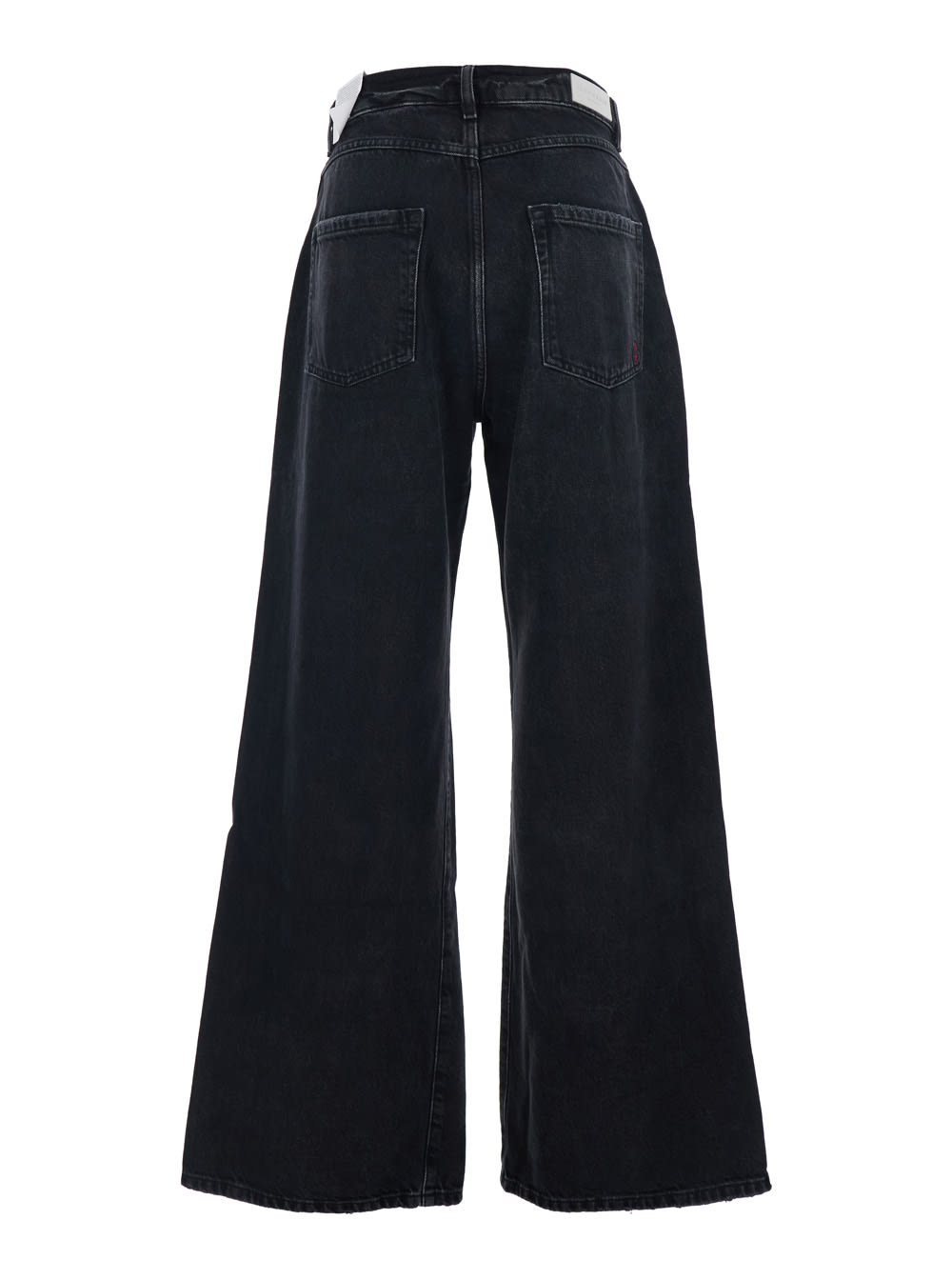Icon Denim Debby Black Jeans With Wide Leg And Logo Patch On The Rear In Denim Woman In Black