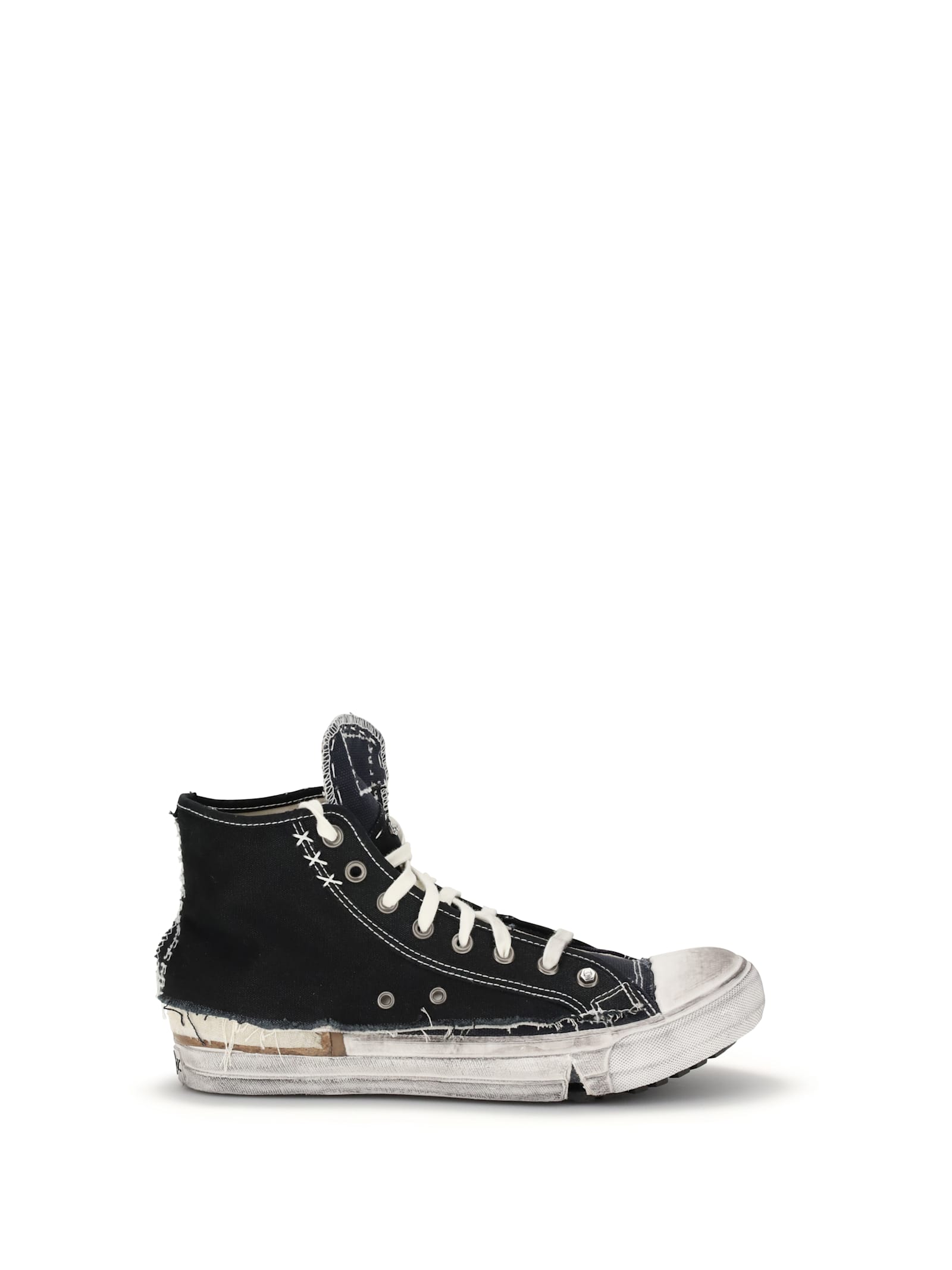 Maison Margiela Men High-top Sneakers With A Distressed Effect In Black