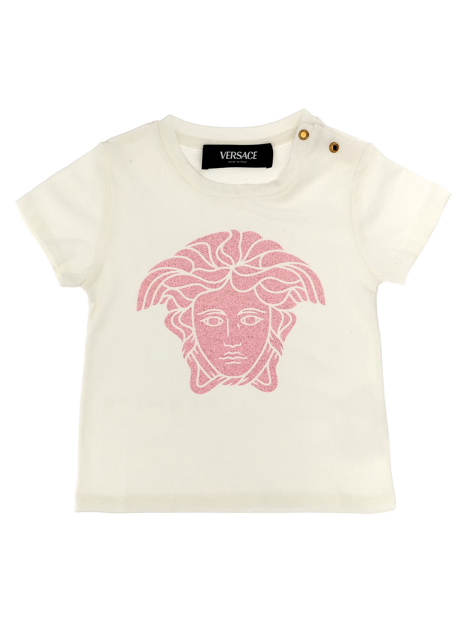 Versace Kids' Logo Print T-shirt In White