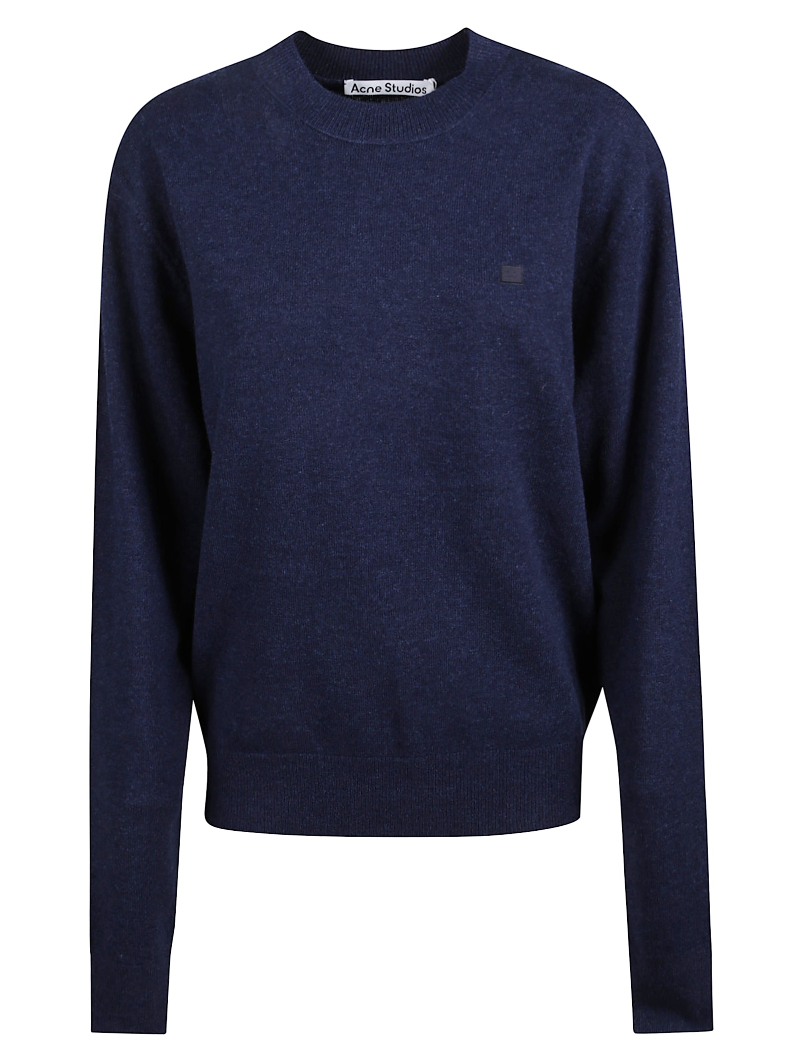 Acne Studios Crew-neck Sweater With Face Micro Logo In Blue