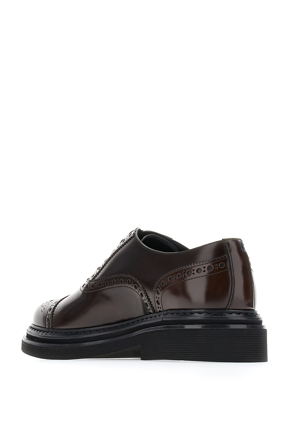 Shop Dolce & Gabbana Chocolate Leather Lace-up Shoes In 80048