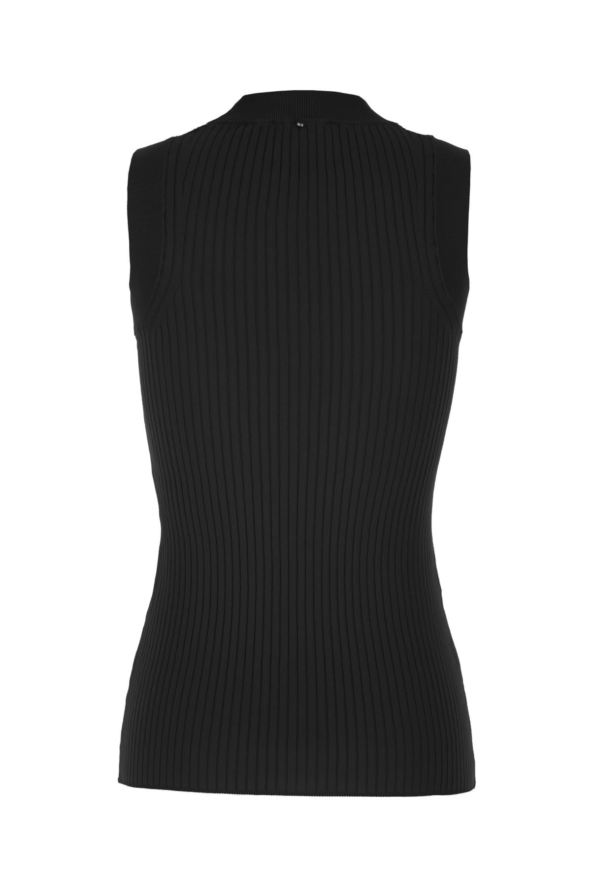 Sportmax Canotta Nera In Cotone A Costine In Nero