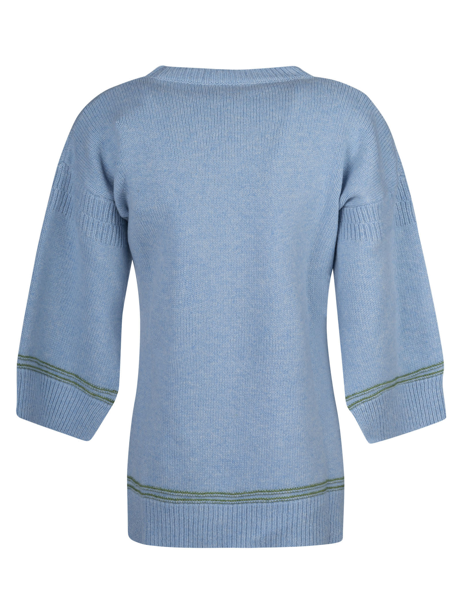 Shop Marni Logo Detail Rib Knit Sweater In Iris Blue