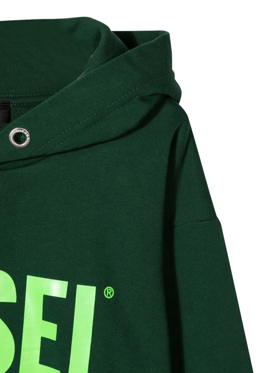 Diesel Logo Over Felpa In Green