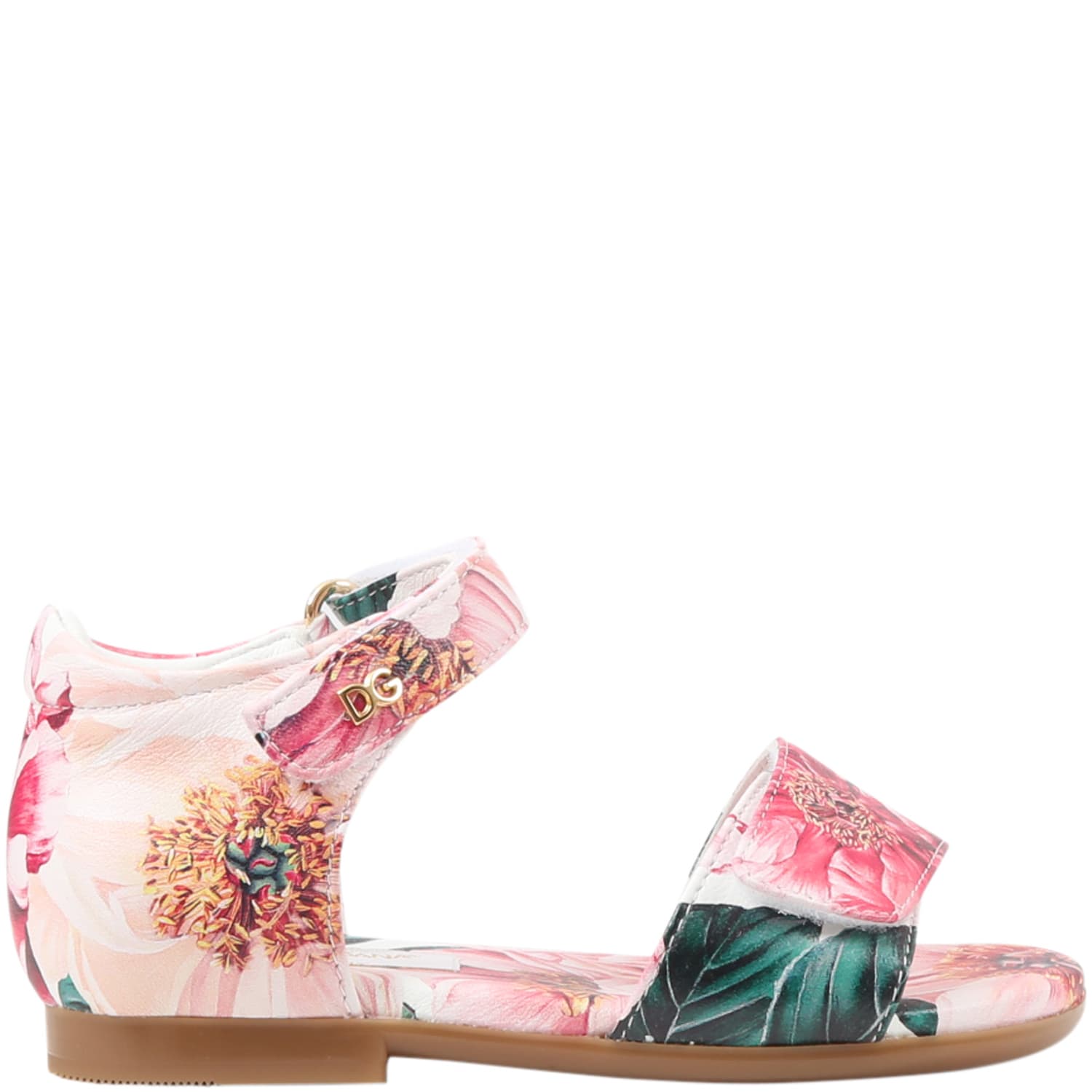 Dolce & Gabbana Multicolor Sandals For Girl With Camellias