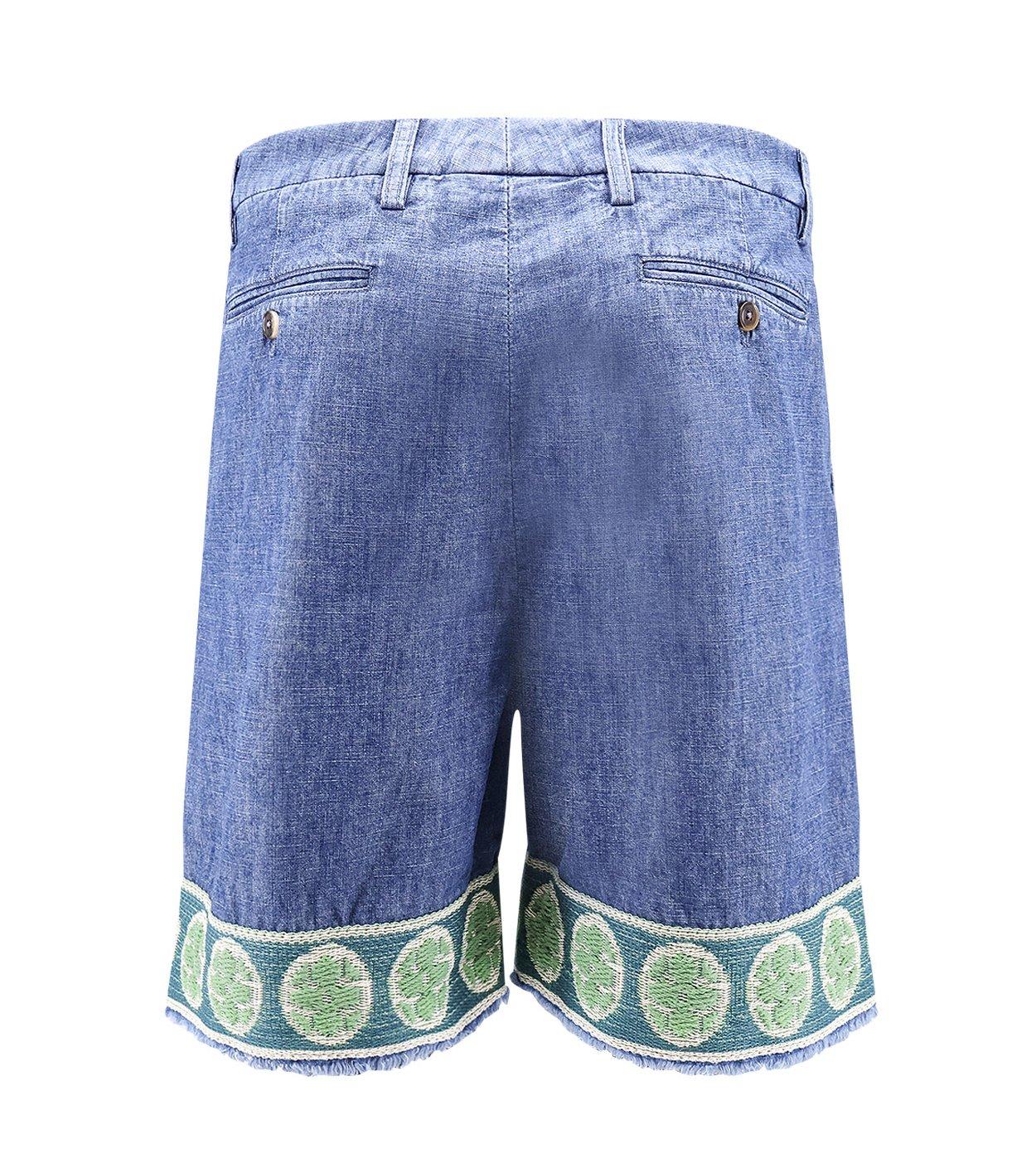 Valentino Jacquard-hem Denim Bermuda Shorts In Blue